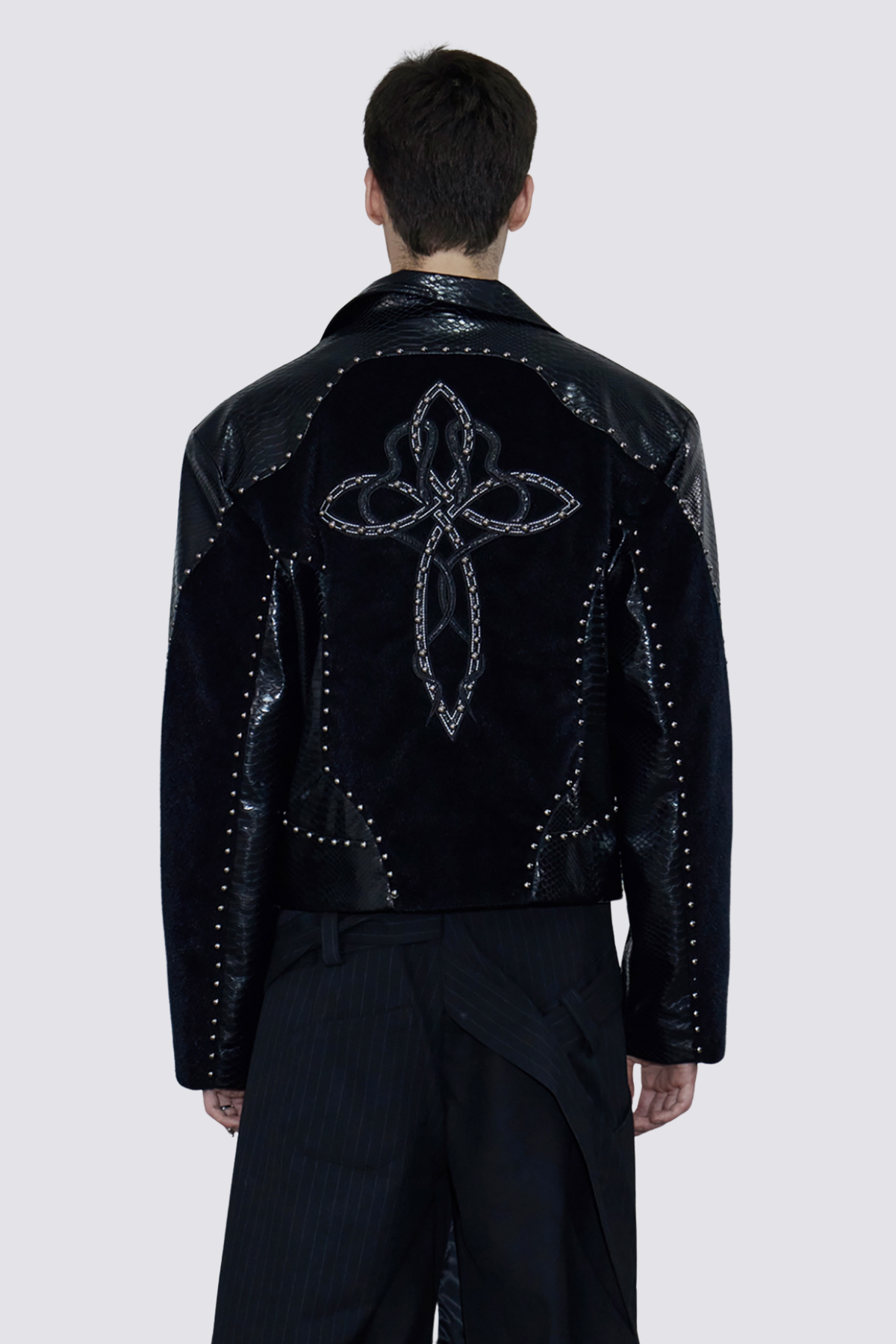 Black Shroud Rivet Crop Jacket