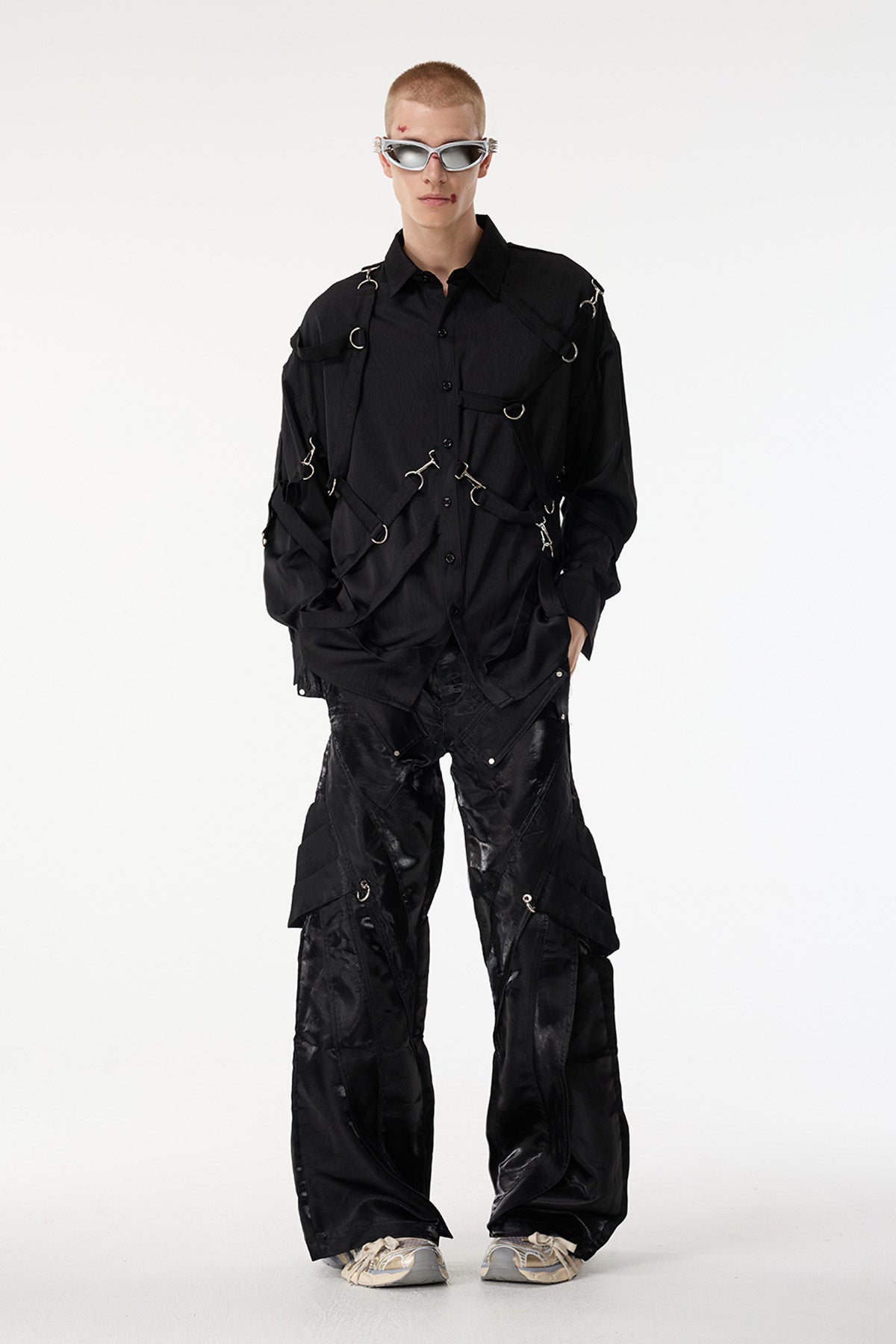 Black Thread Long Sleeve Buckle Jacket