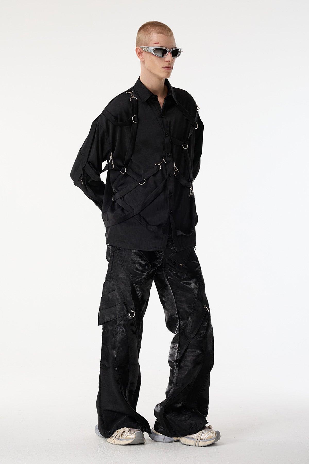 Black Thread Long Sleeve Buckle Jacket