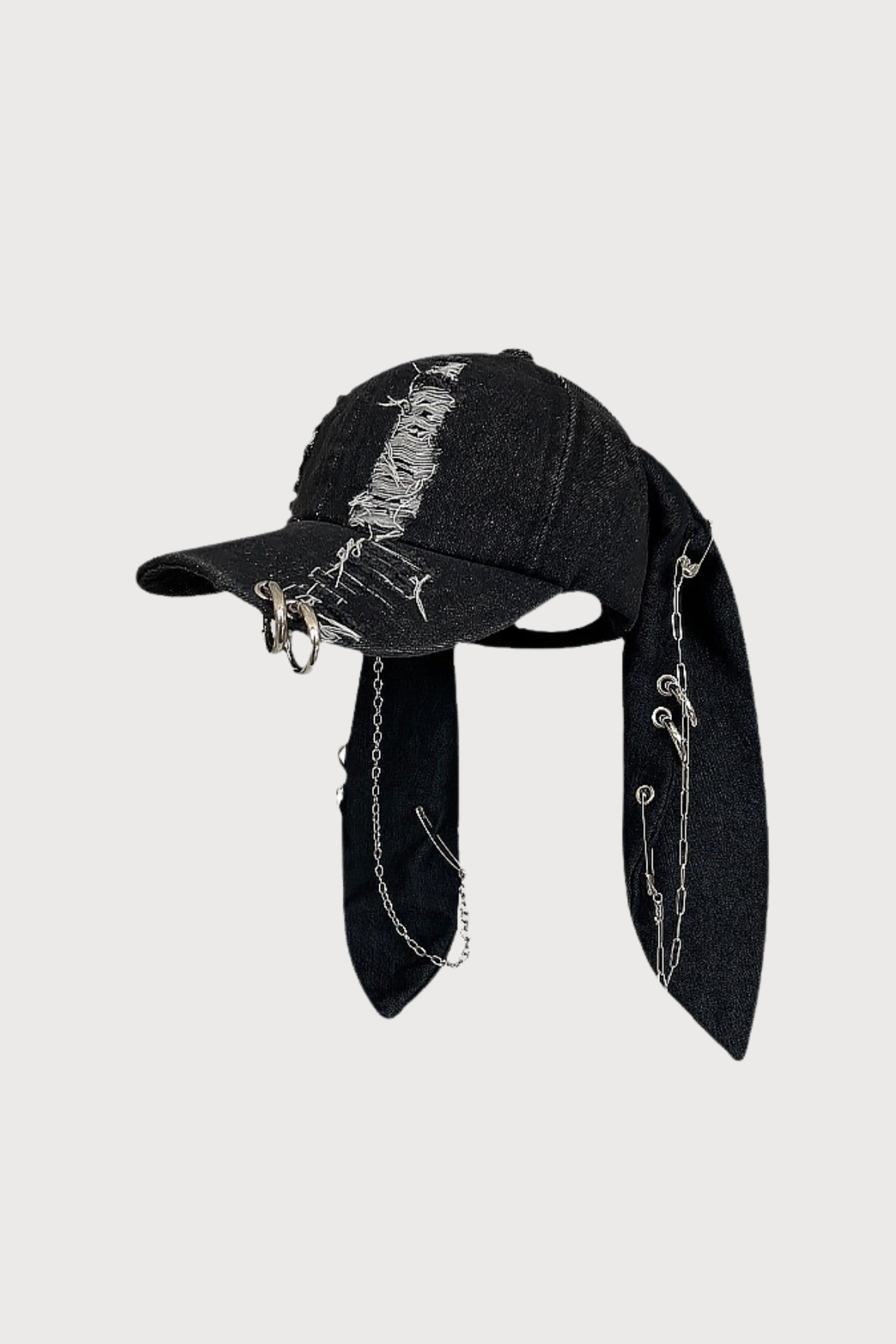 Black Rise Bunny Ear Ripped Baseball Cap