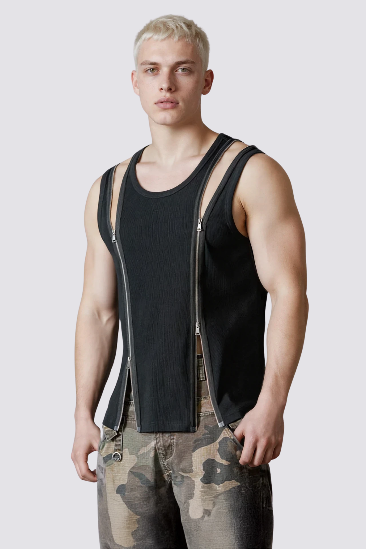 Black Silence Zipper Top