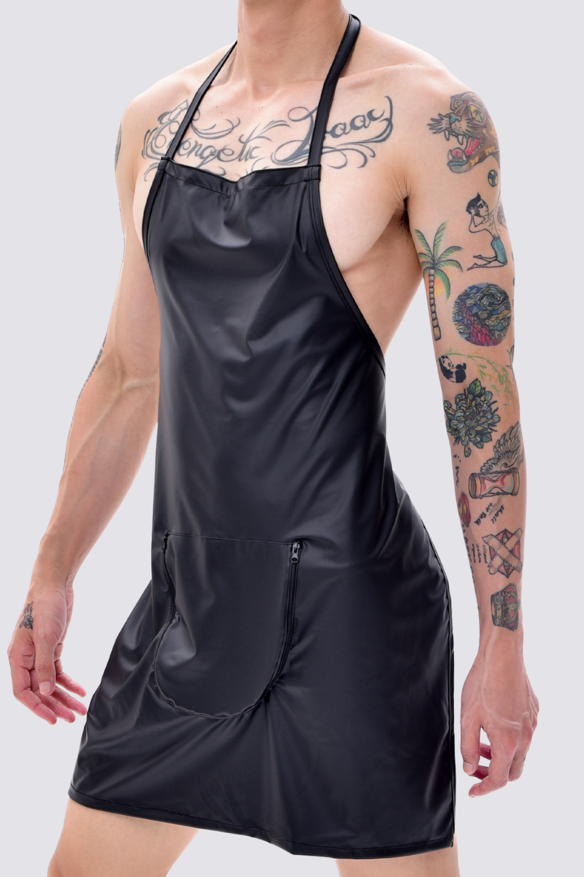 Blackened Signal Cutout Leather Apron