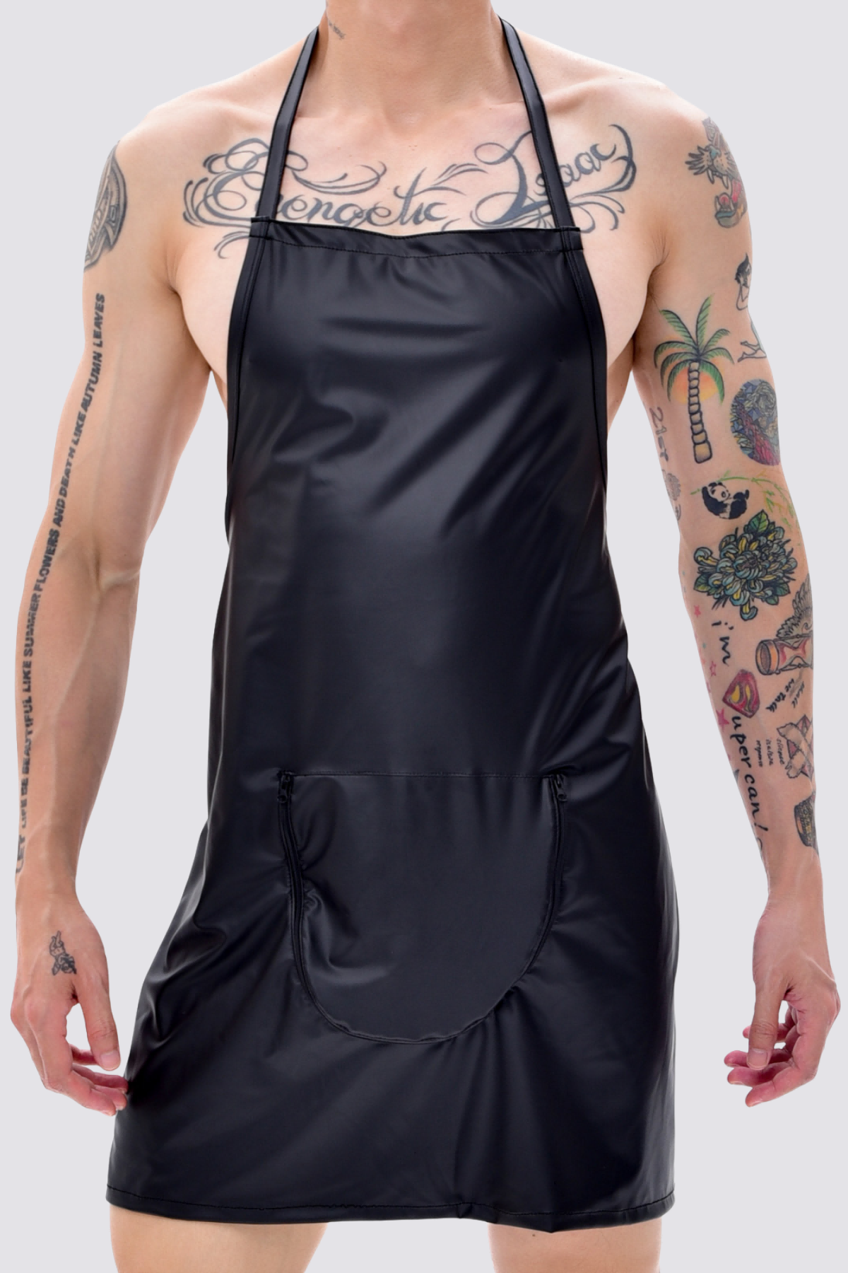 Blackened Signal Cutout Leather Apron