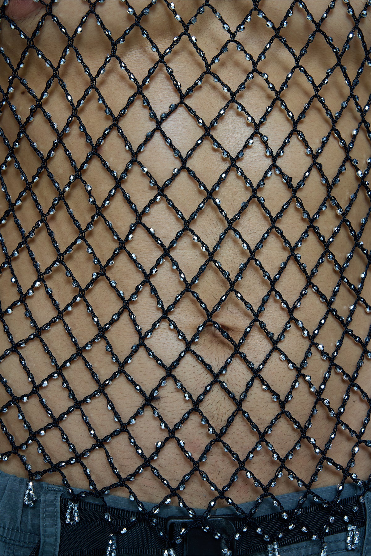 Blank Zero Rhinestone Mesh Tank Top
