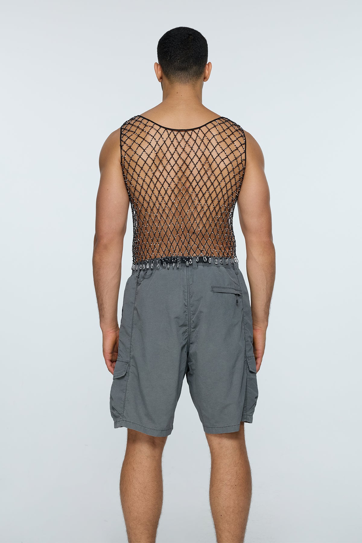 Blank Zero Rhinestone Mesh Tank Top