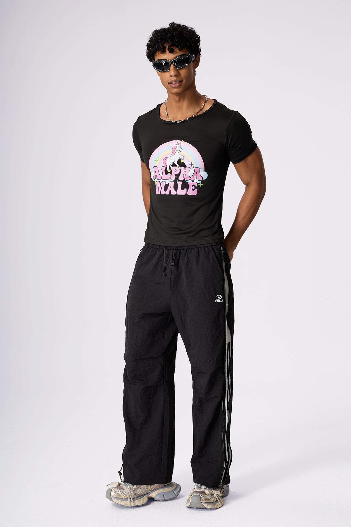 Blind Mode Unicorn Rainbow Top Black