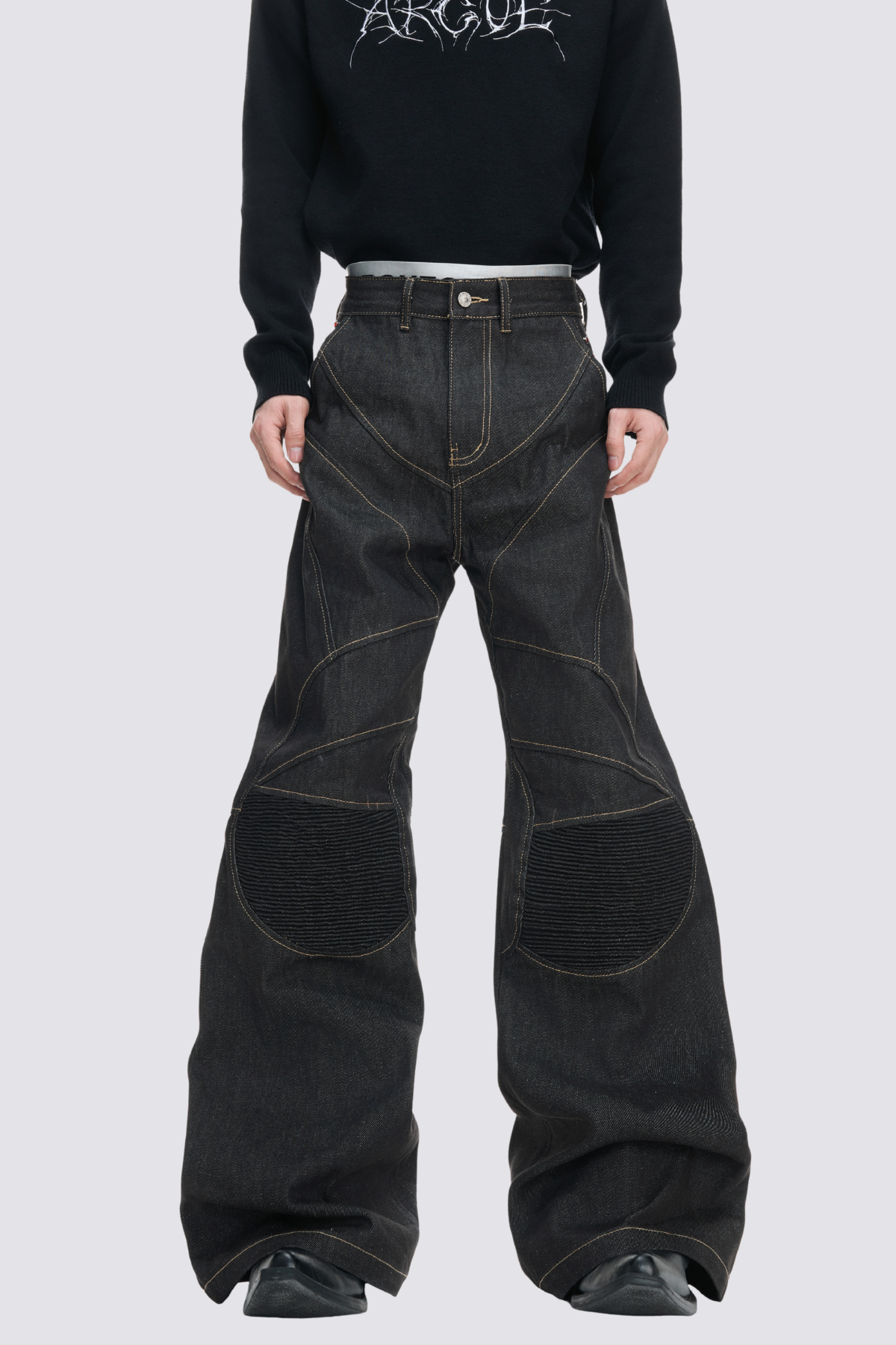 Block Path Bootcut Jeans
