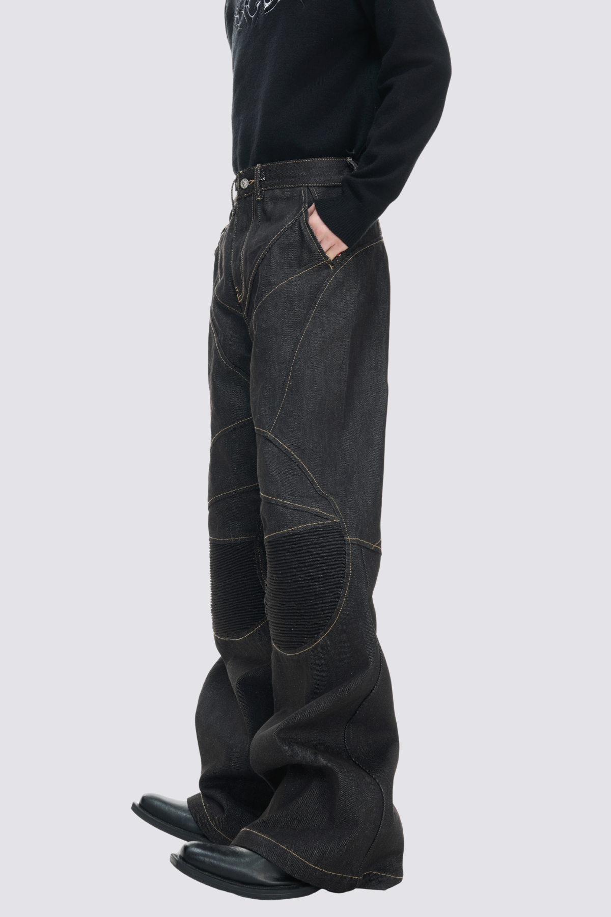 Block Path Bootcut Jeans