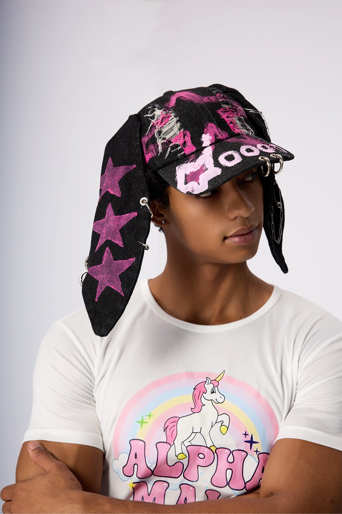Blue Flick Graffiti Star Bunny Ear Hat