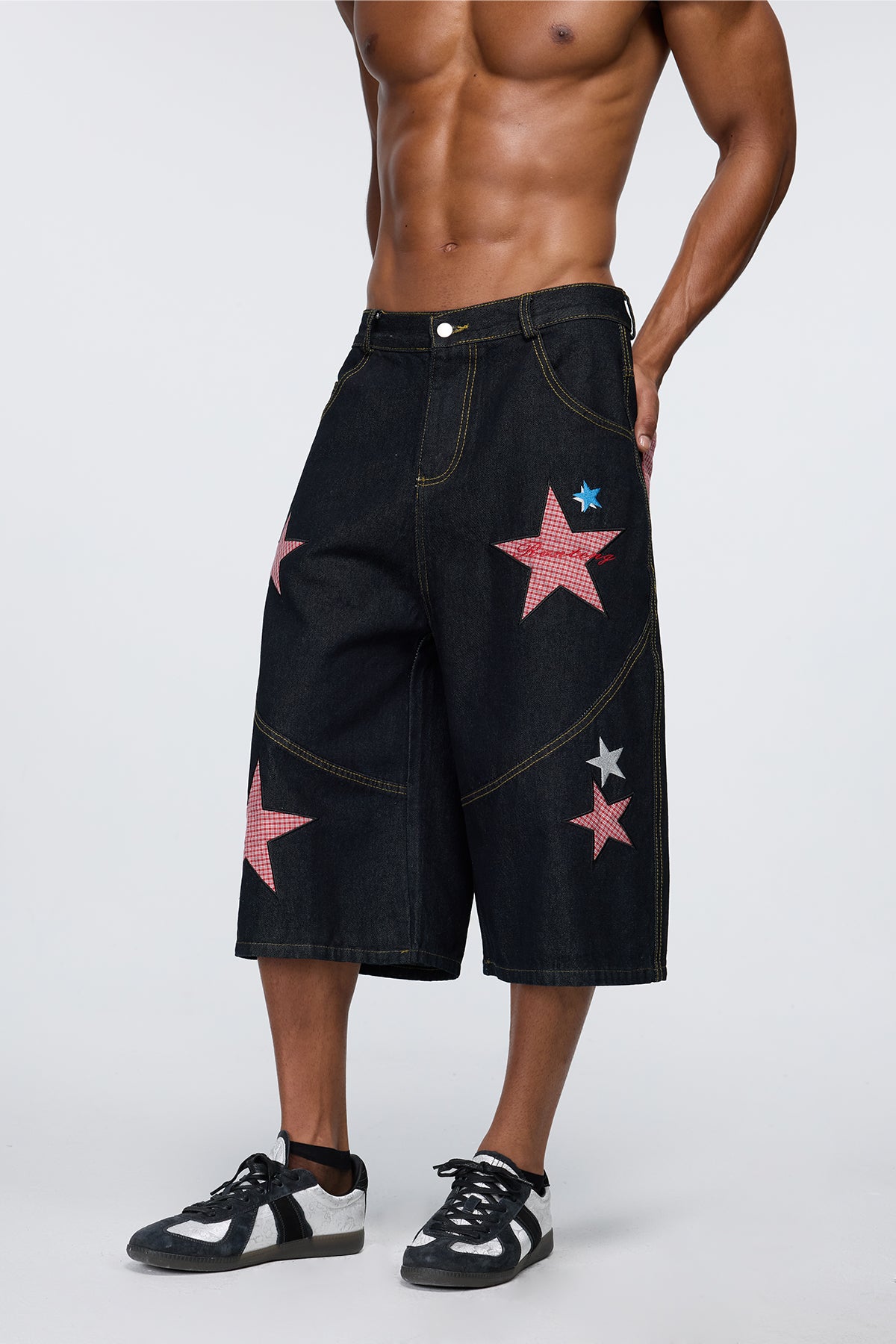 Blueprint Grid Star Capri Jeans