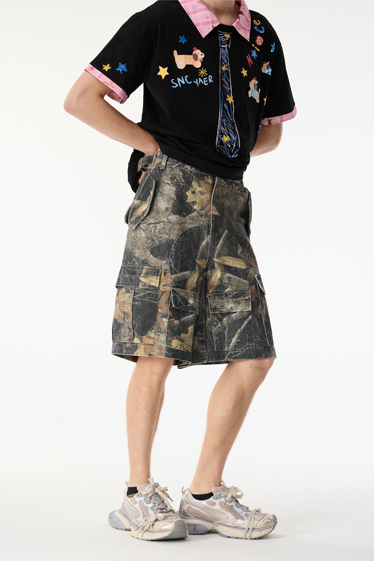 Blunt Noise Camouflage Denim Shorts