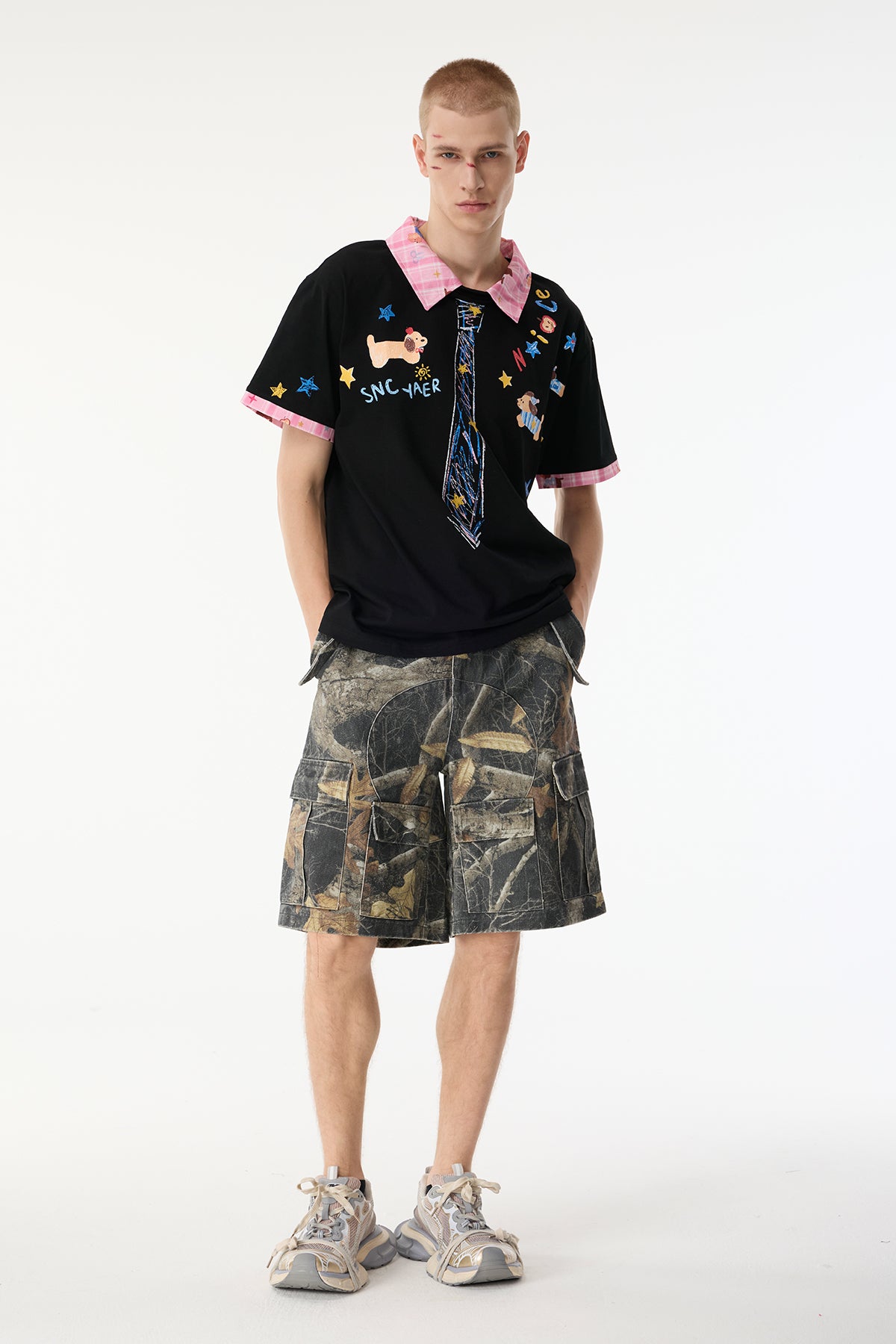 Blunt Noise Camouflage Denim Shorts