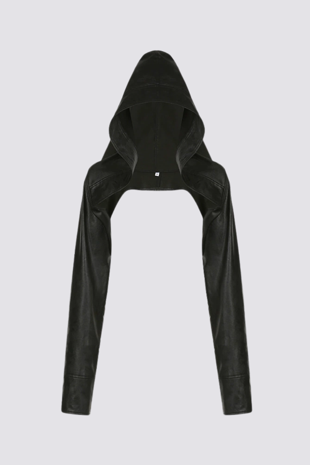 Blunt Trim Leather Hooded Jacket