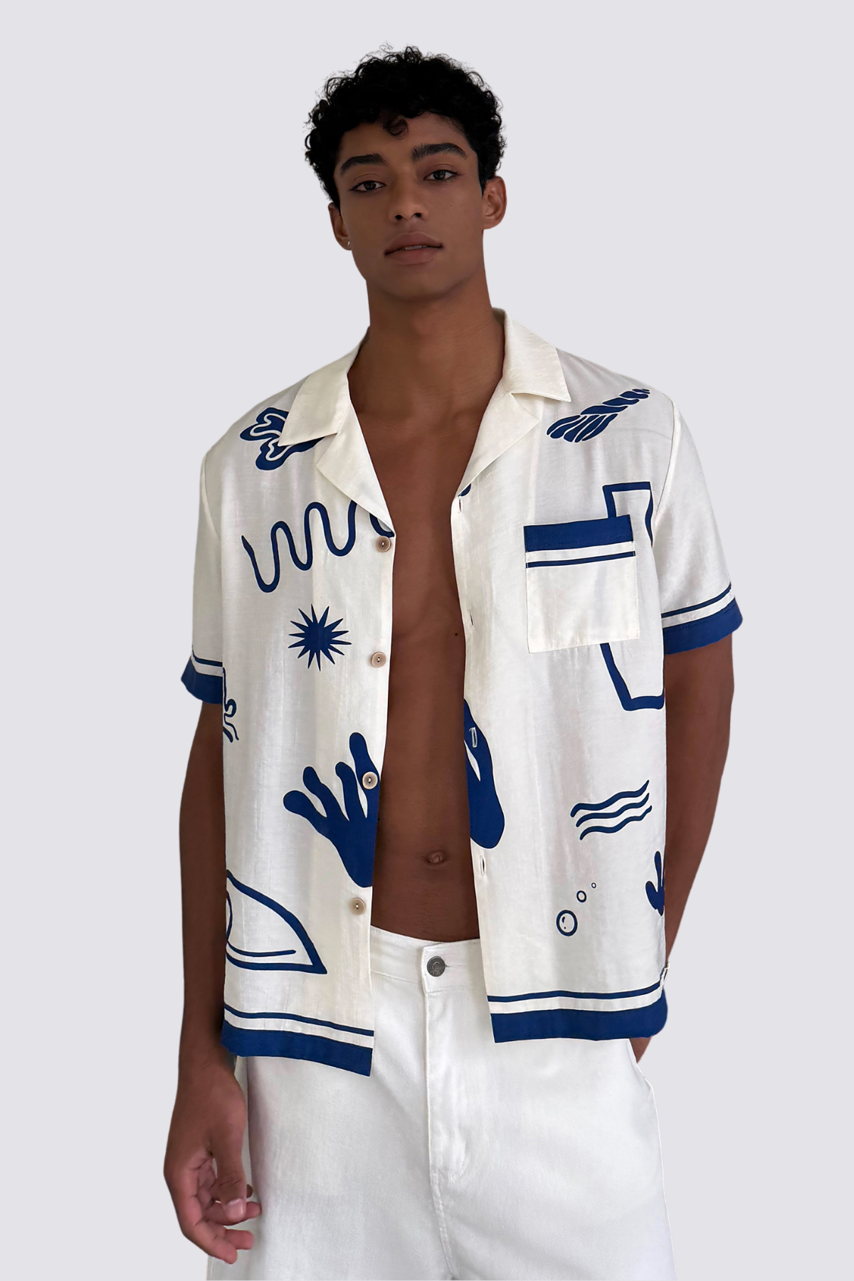 Blur Code Print Short Sleeve Shirts