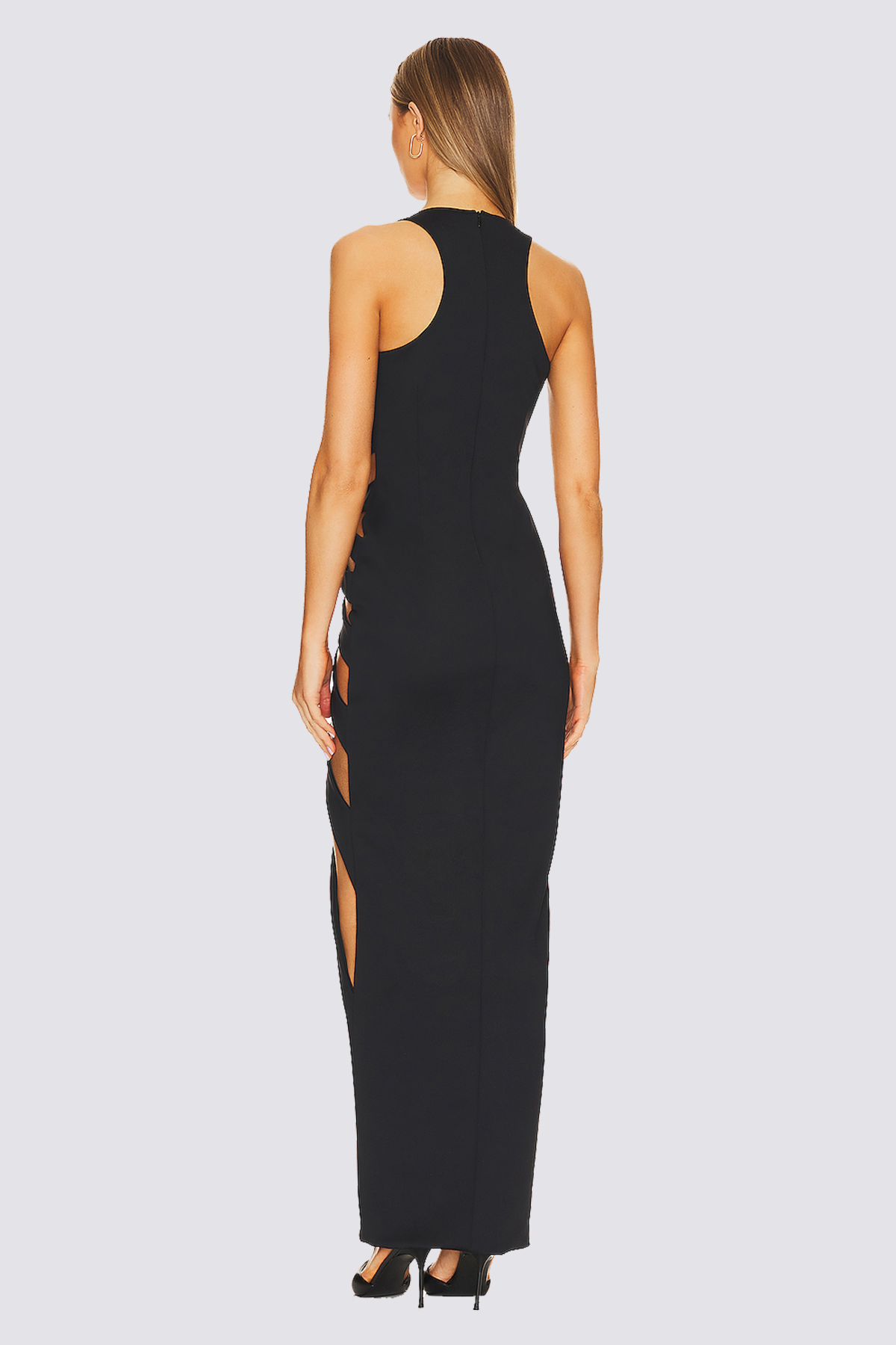 Blur Point Cutout Split Maxi Dress