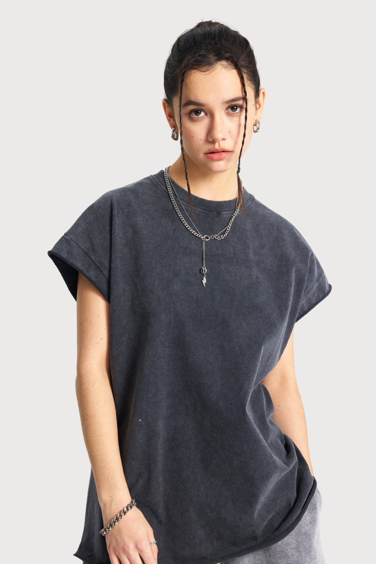 Blur Shell Retro Top Black