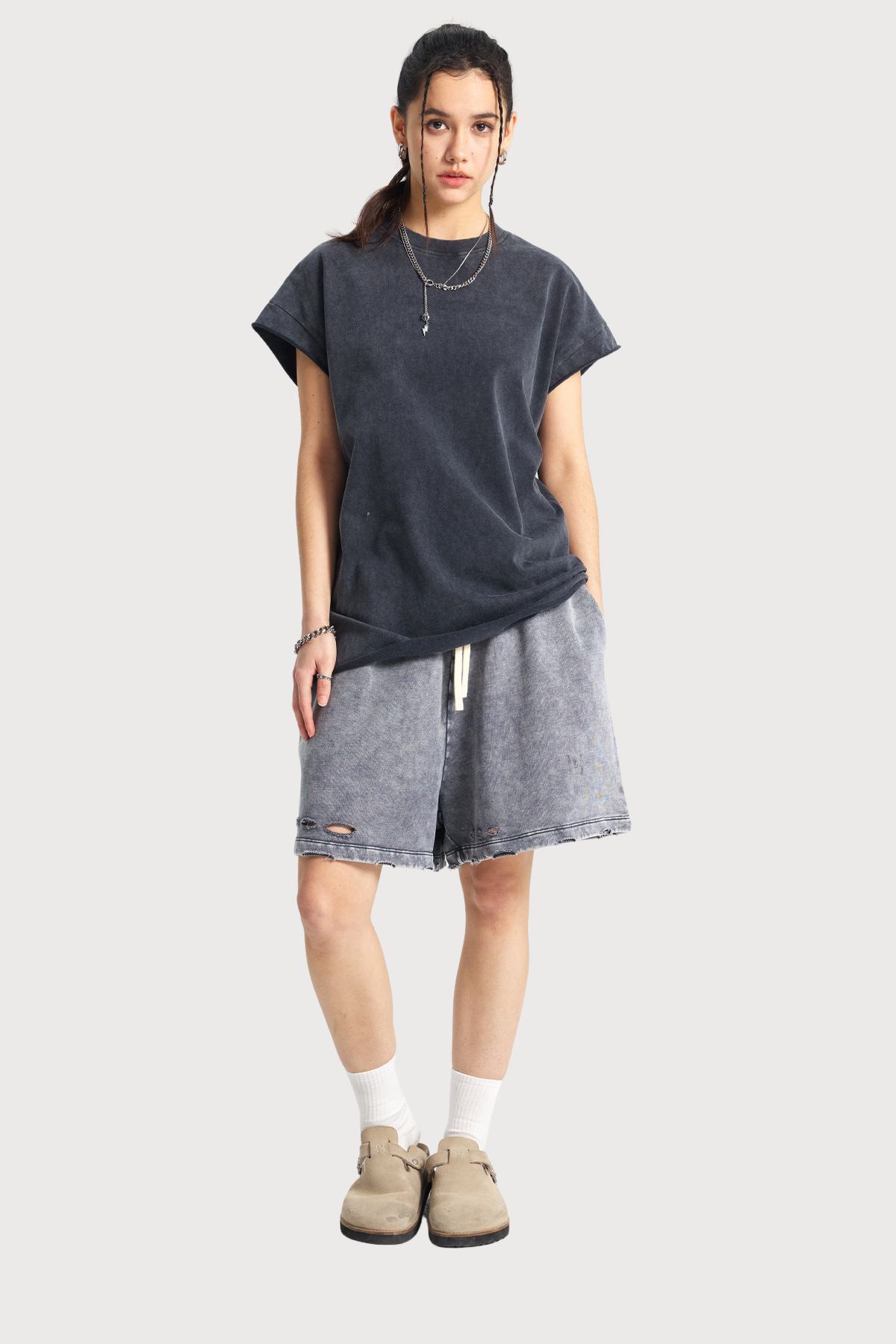 Blur Shell Retro Top Black