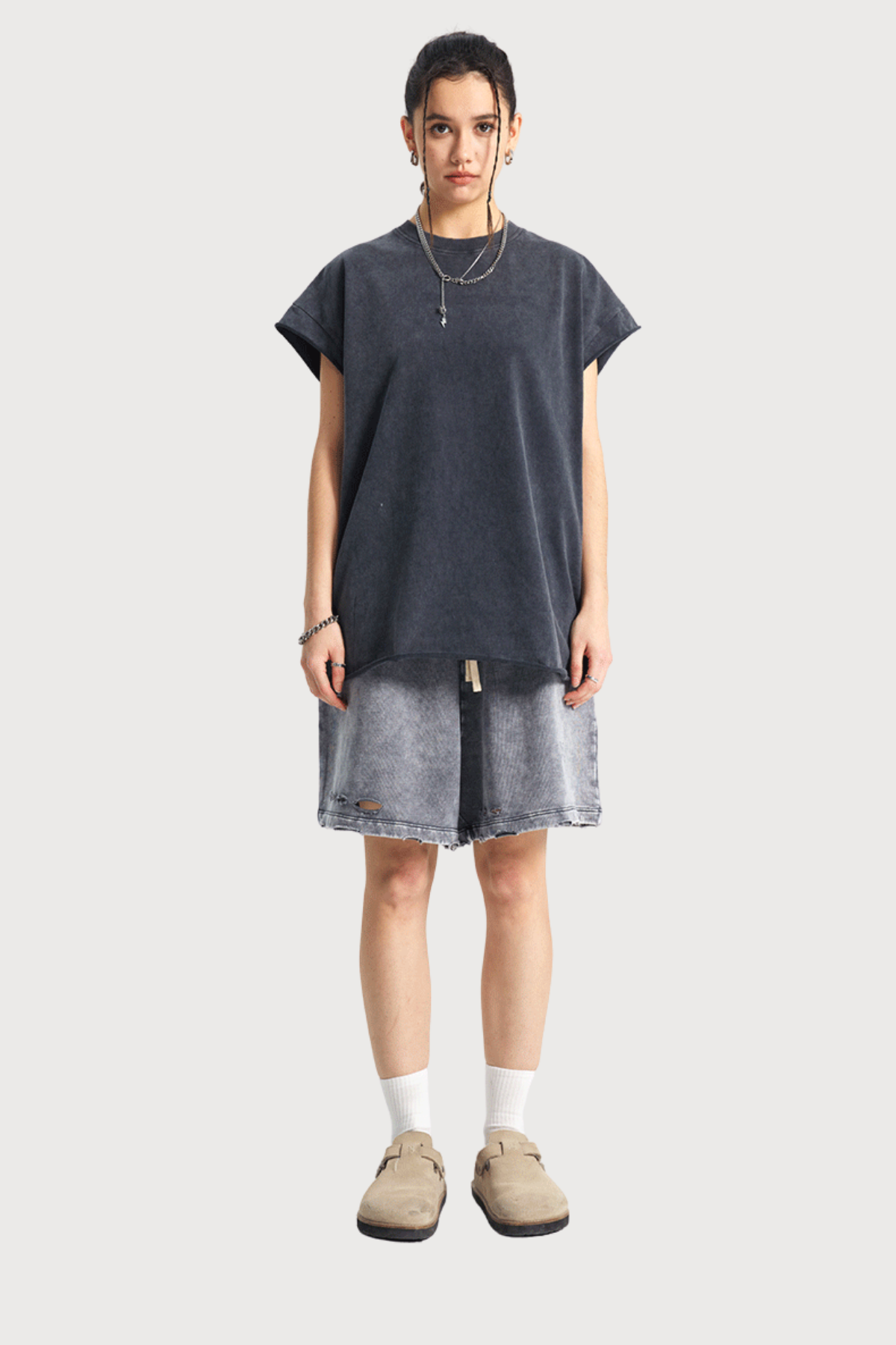 Blur Shell Retro Top Black