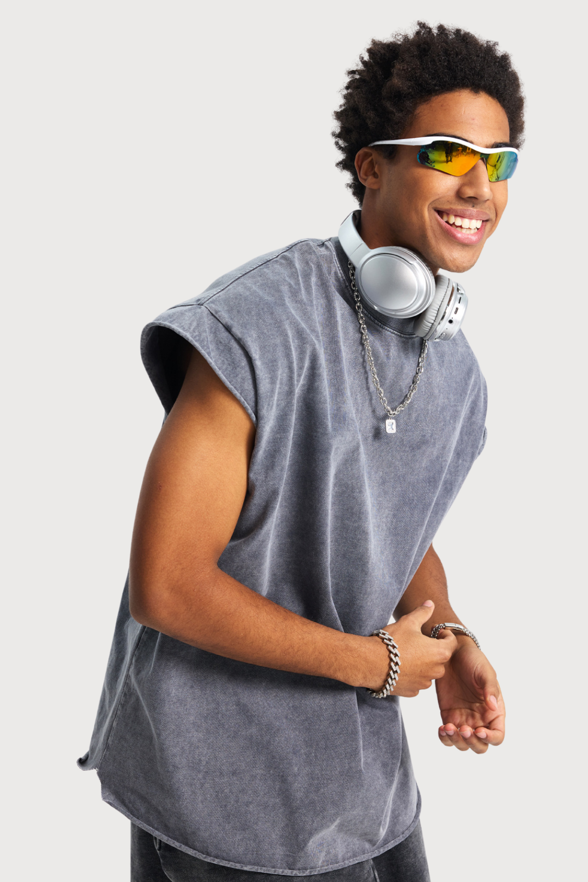 Blur Shell Retro Top Grey