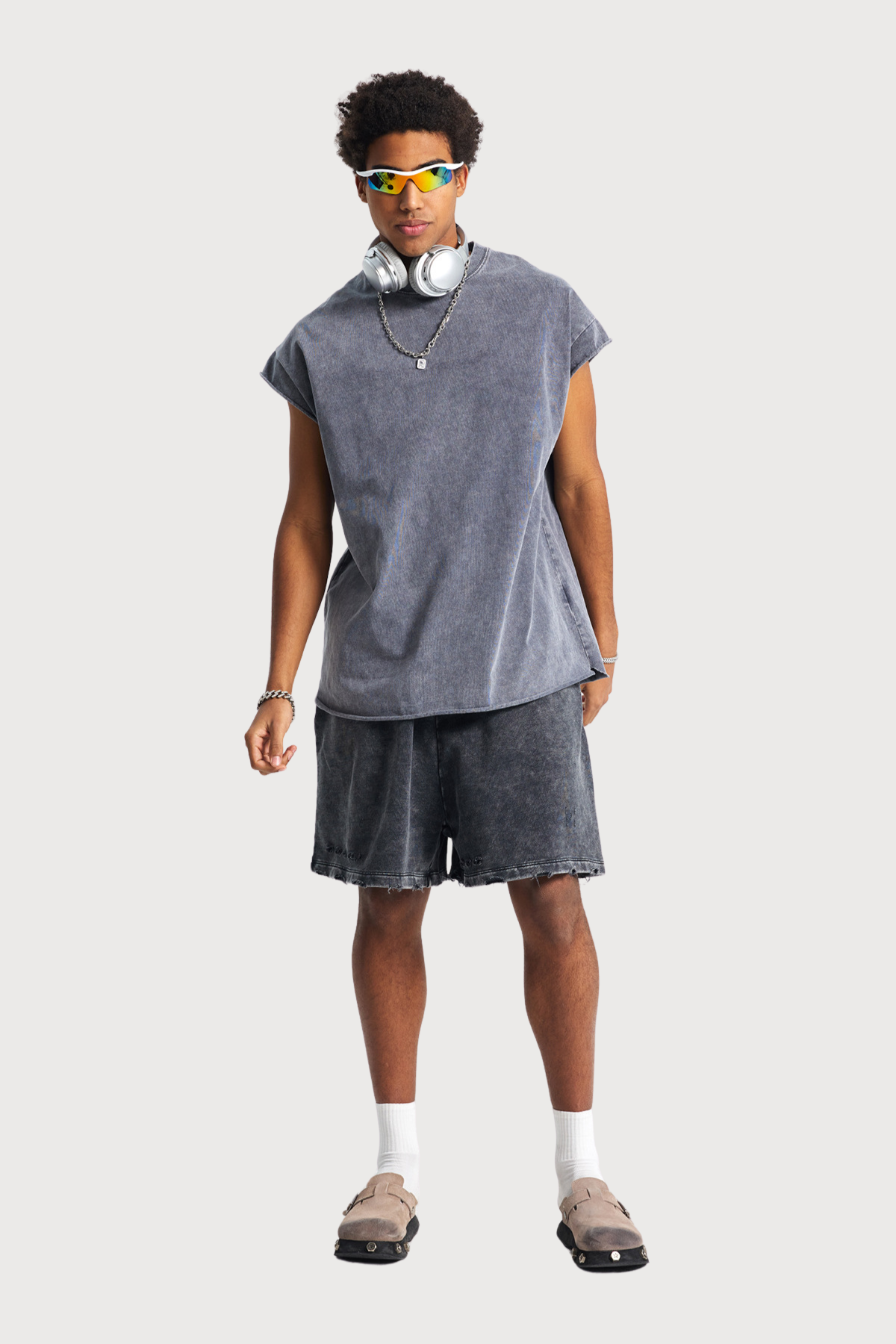 Blur Shell Retro Top Grey