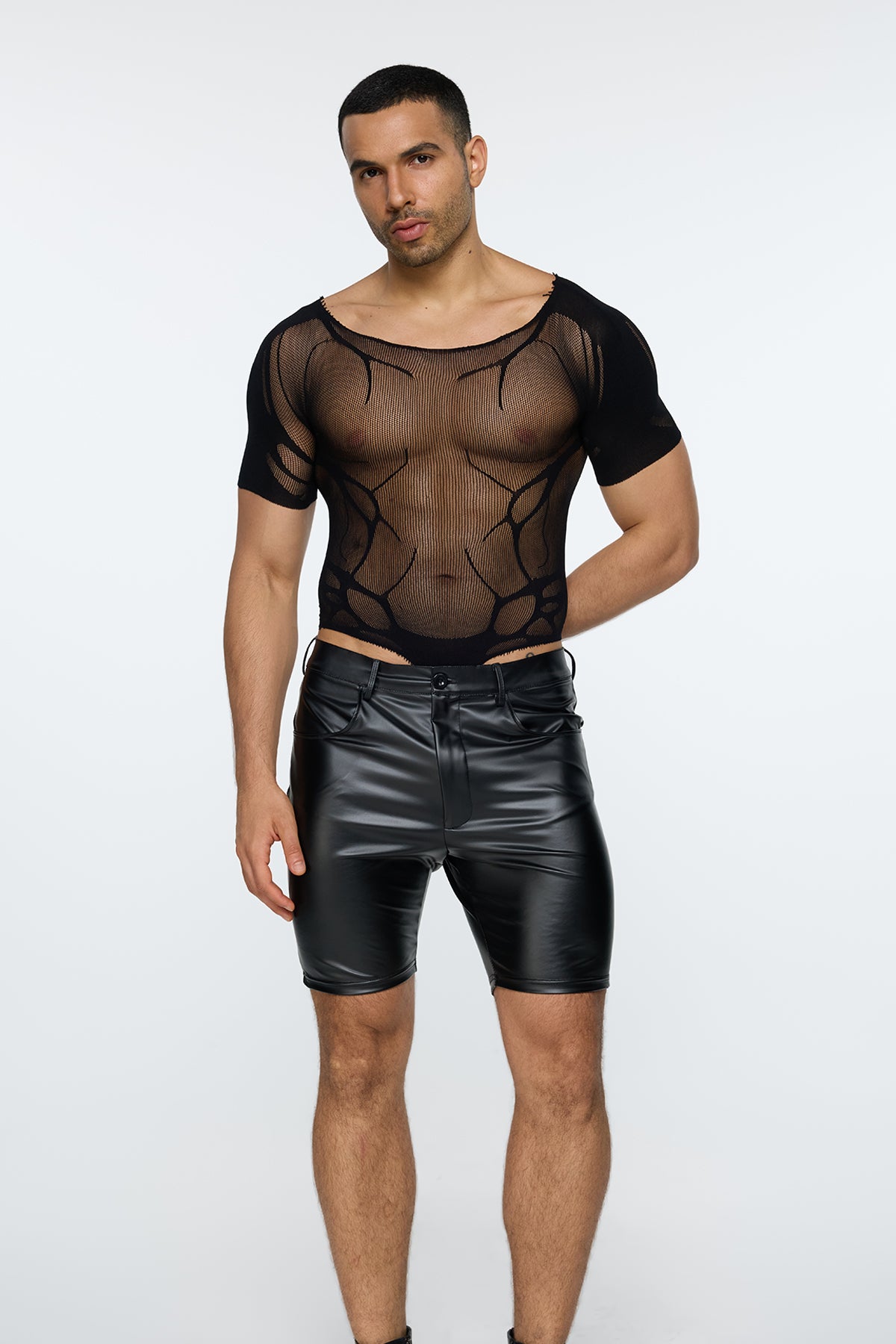 Body Closure Short Sleeve Mesh Bodysuit