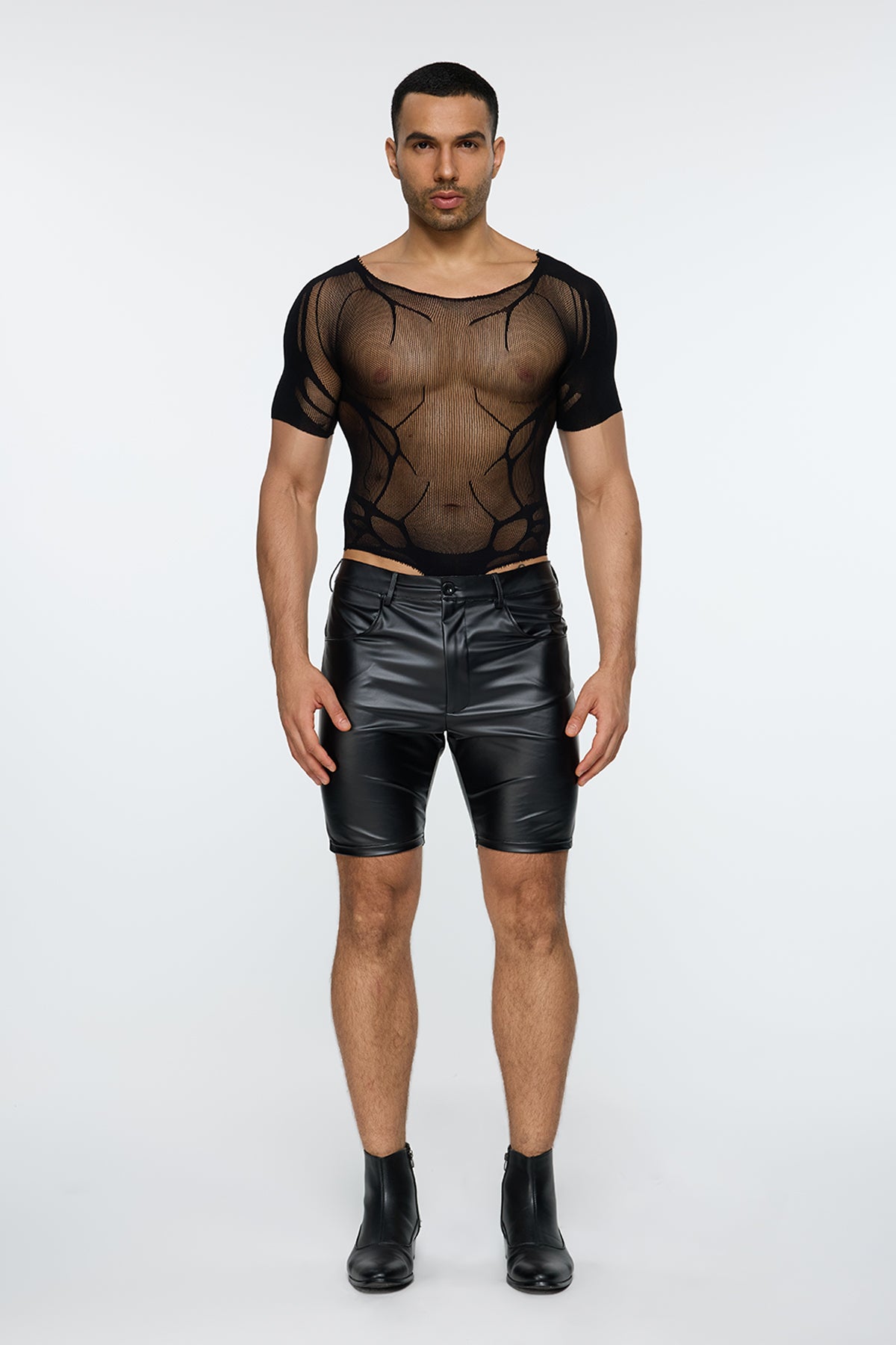 Body Closure Short Sleeve Mesh Bodysuit