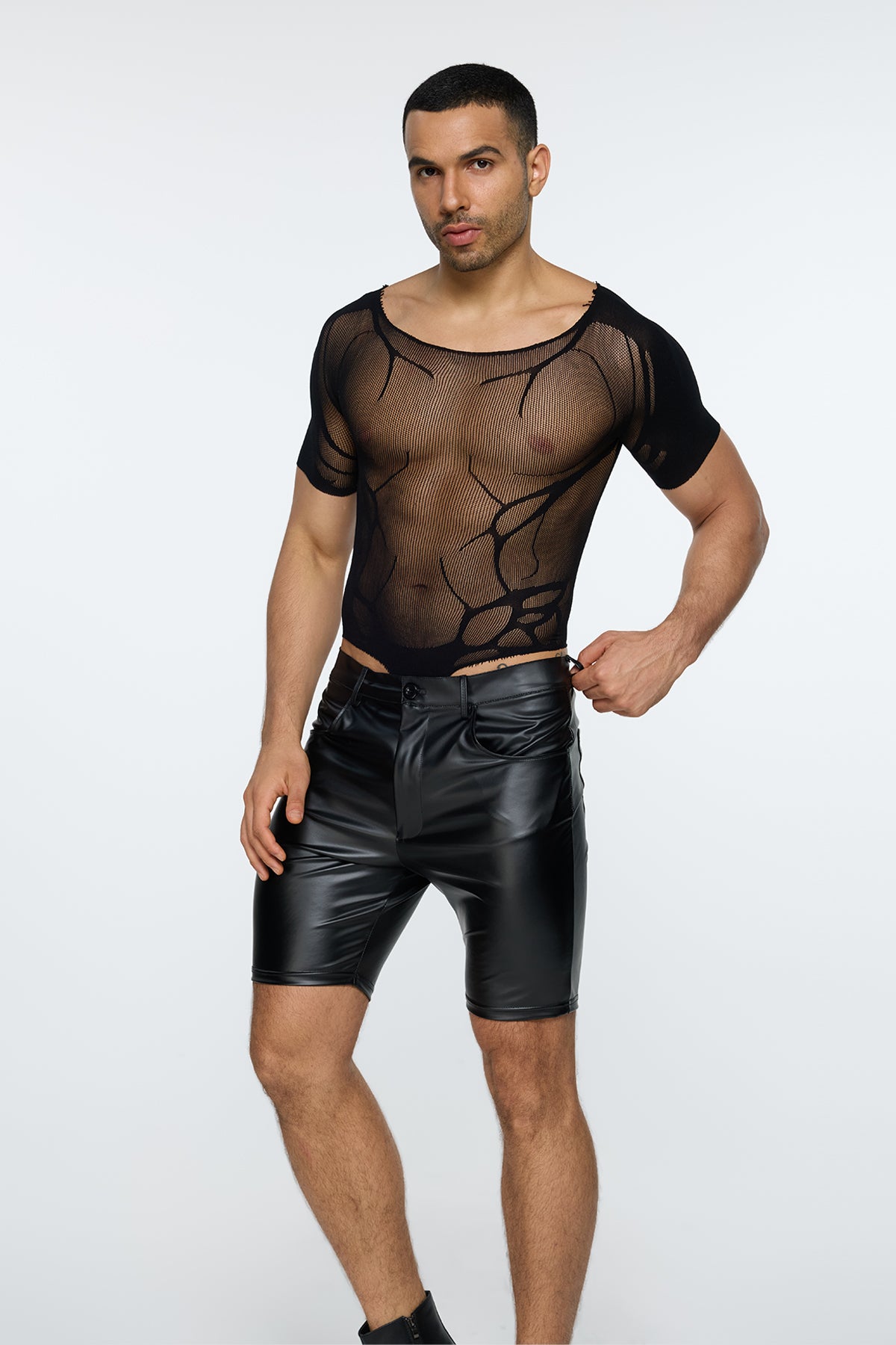 Body Closure Short Sleeve Mesh Bodysuit