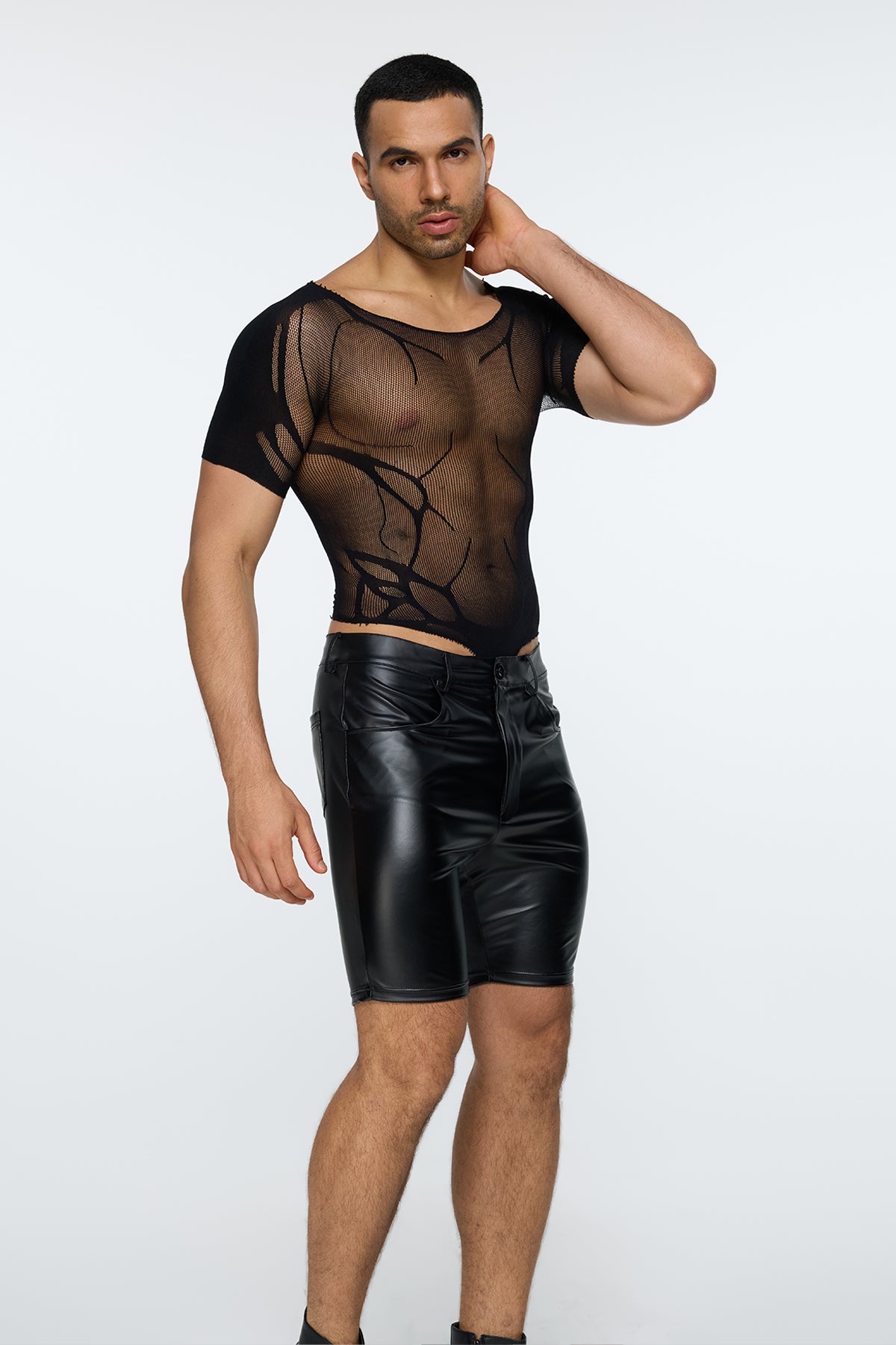 Body Closure Short Sleeve Mesh Bodysuit