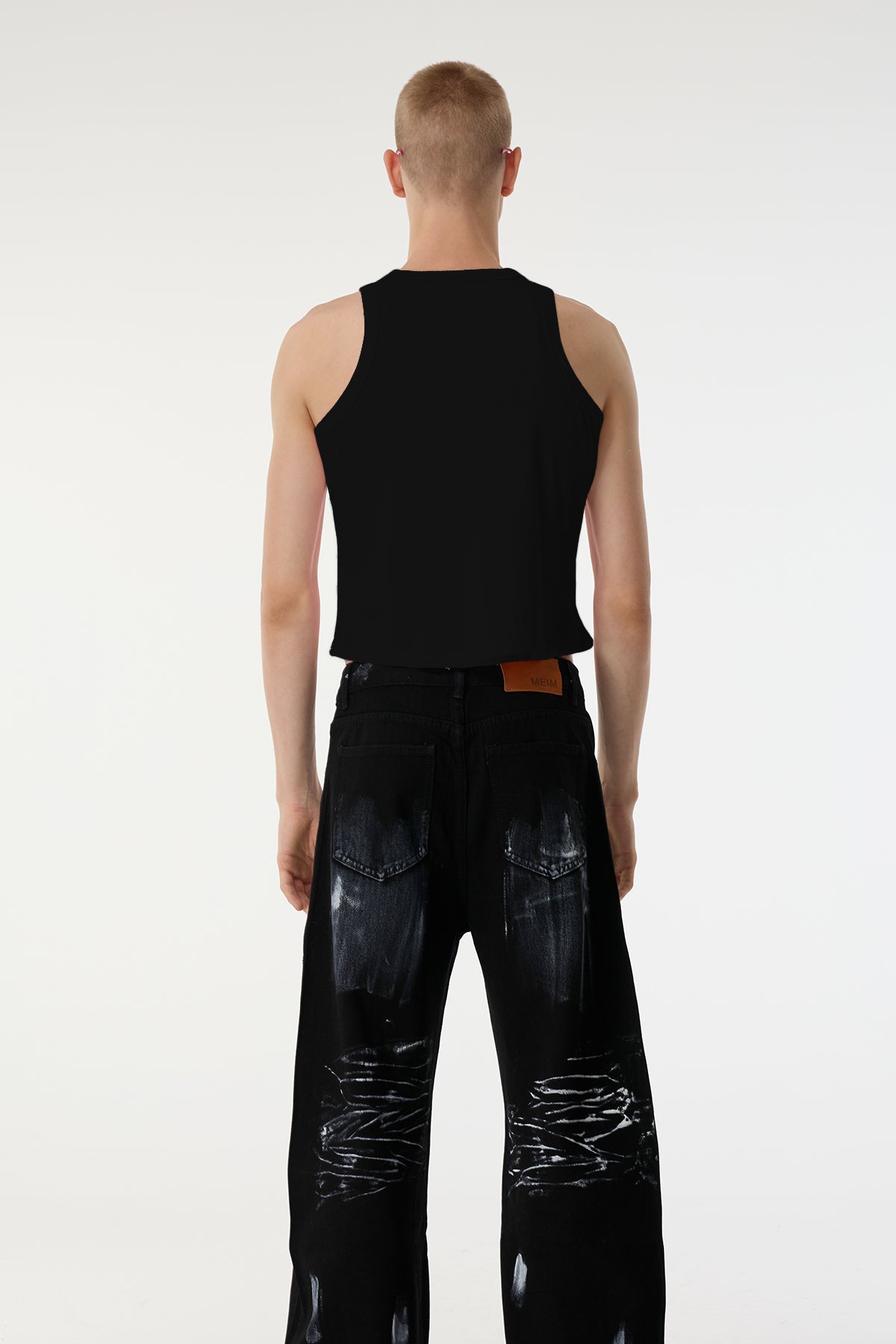 Body Spark Sequin Sleeveless Crop Top Black