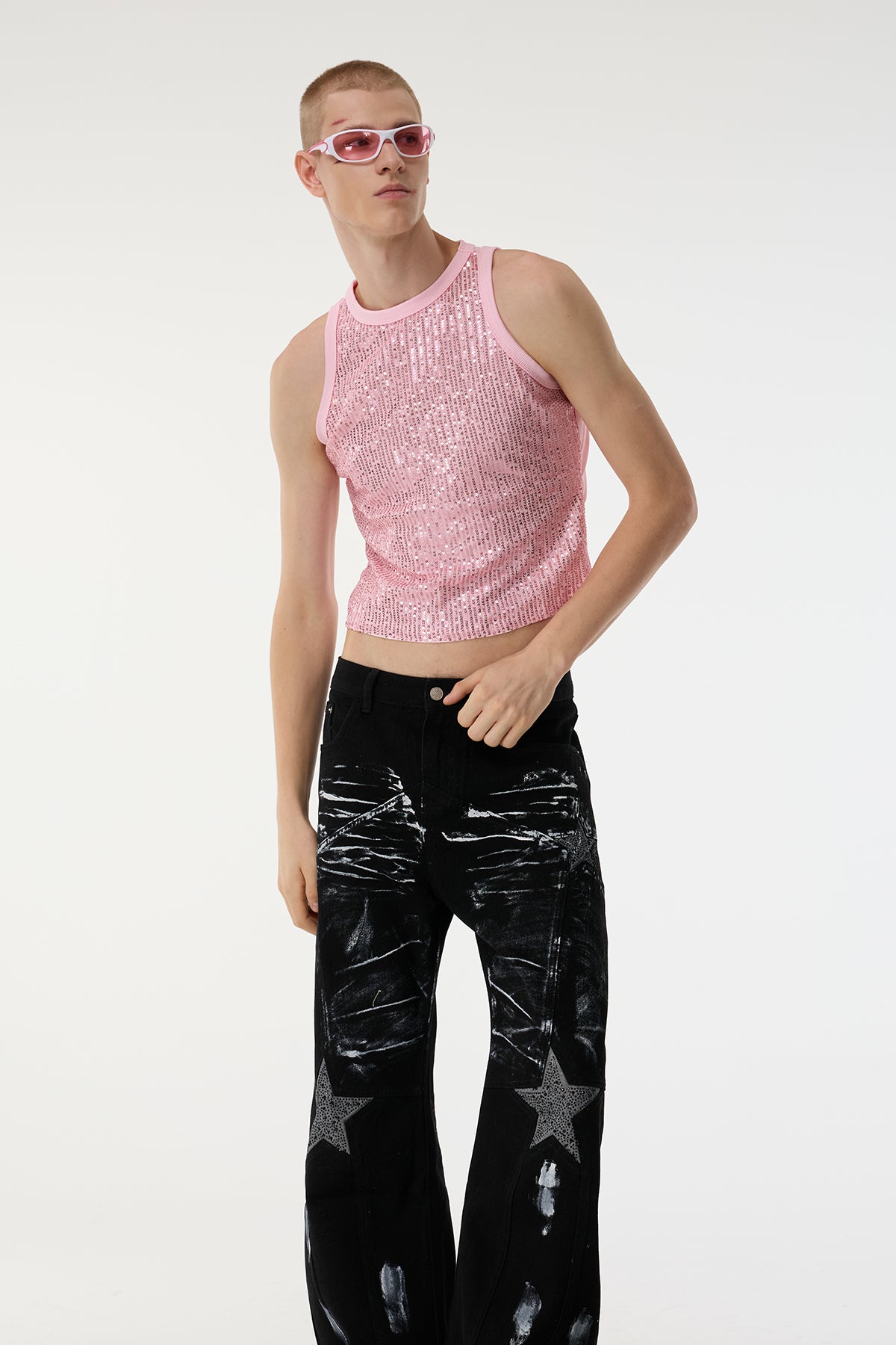 Body Spark Sequin Sleeveless Crop Top