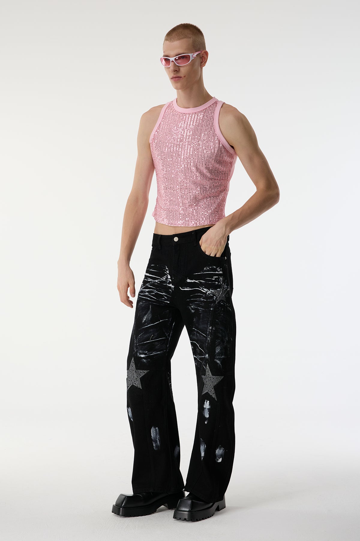 Body Spark Sequin Sleeveless Crop Top