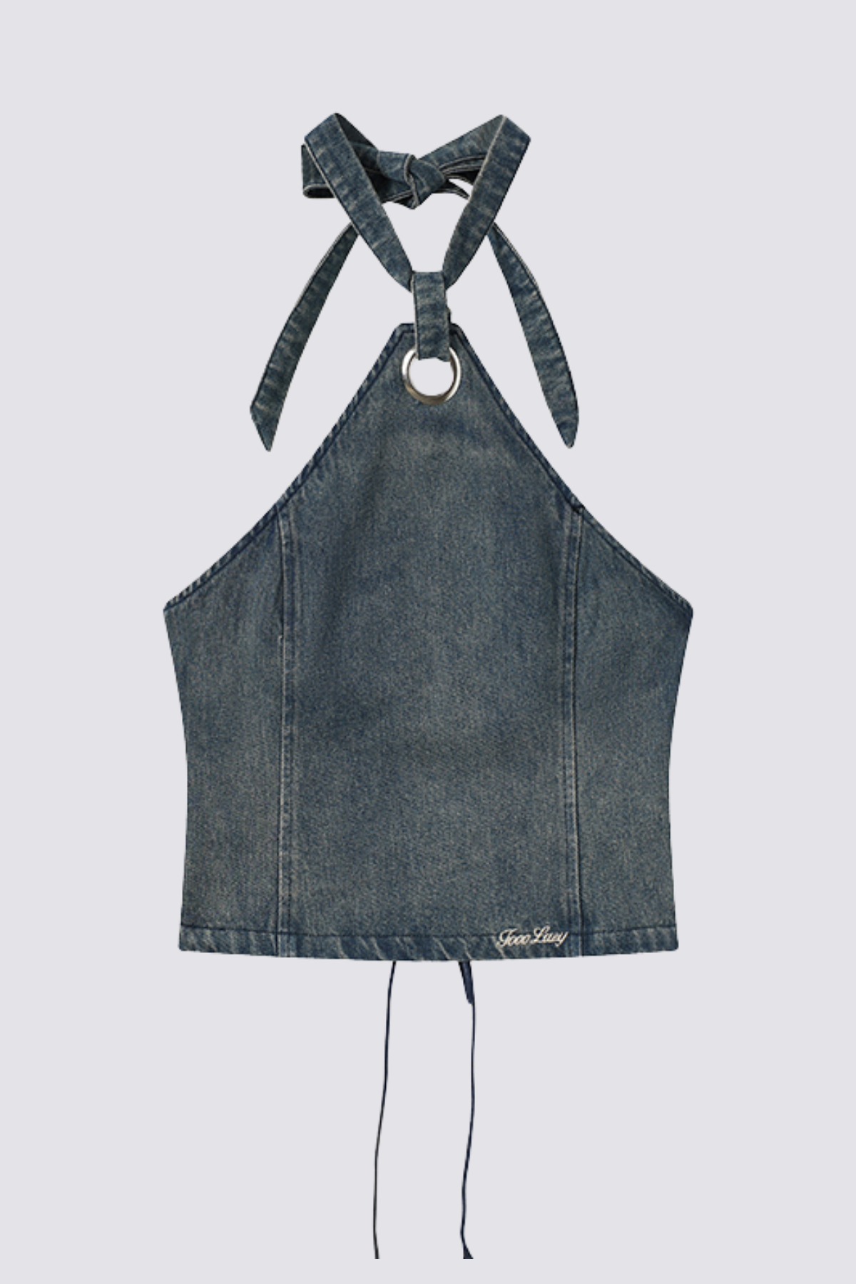 Bold Cuff Denim Halter Neck Top