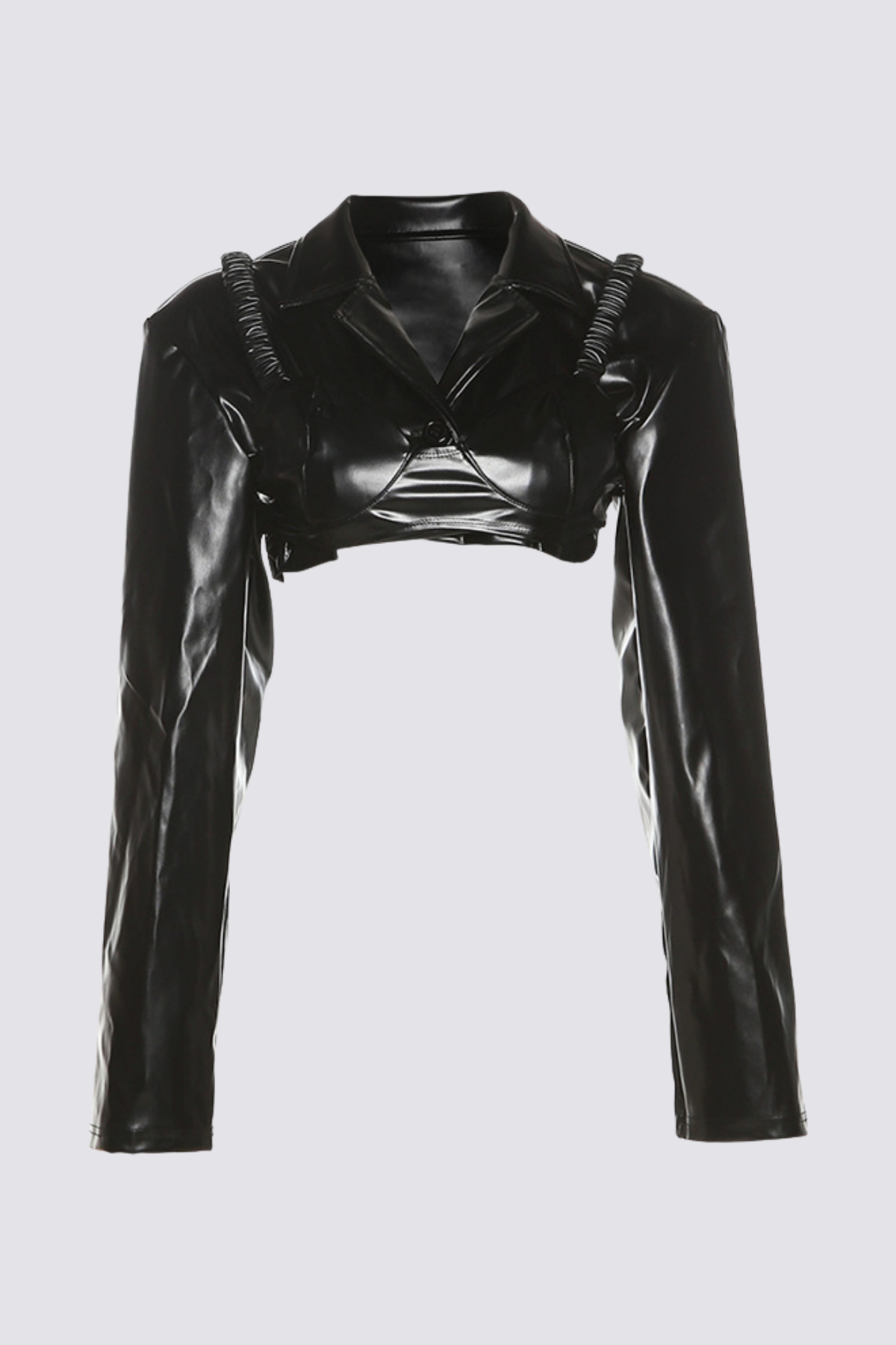 Bold Line Leather Crop Jacket