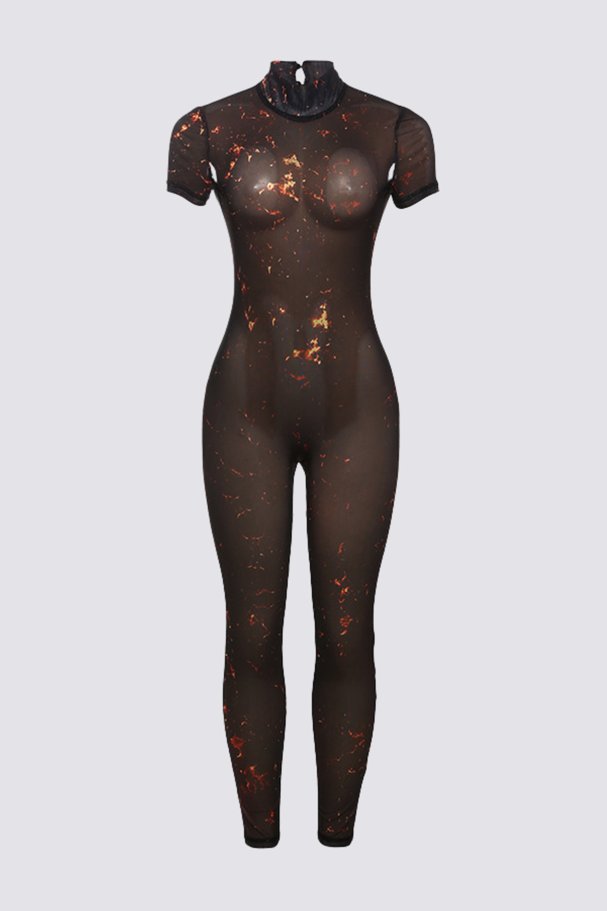 Bold Print Backless Short Sleeve Jumpsuit