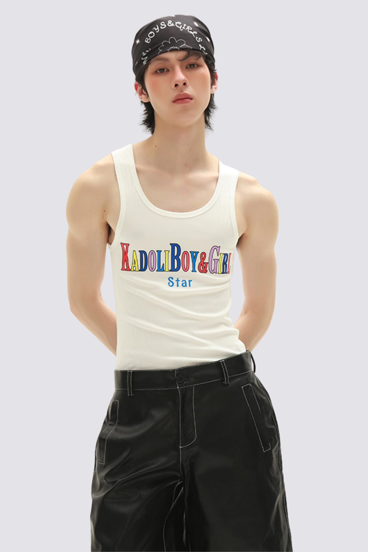 Bold Signal Print Sleeveless Top