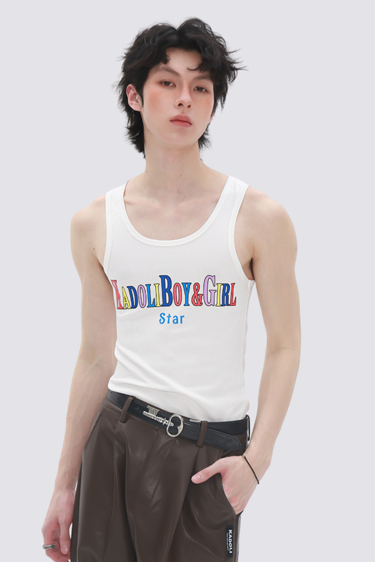 Bold Signal Print Sleeveless Top