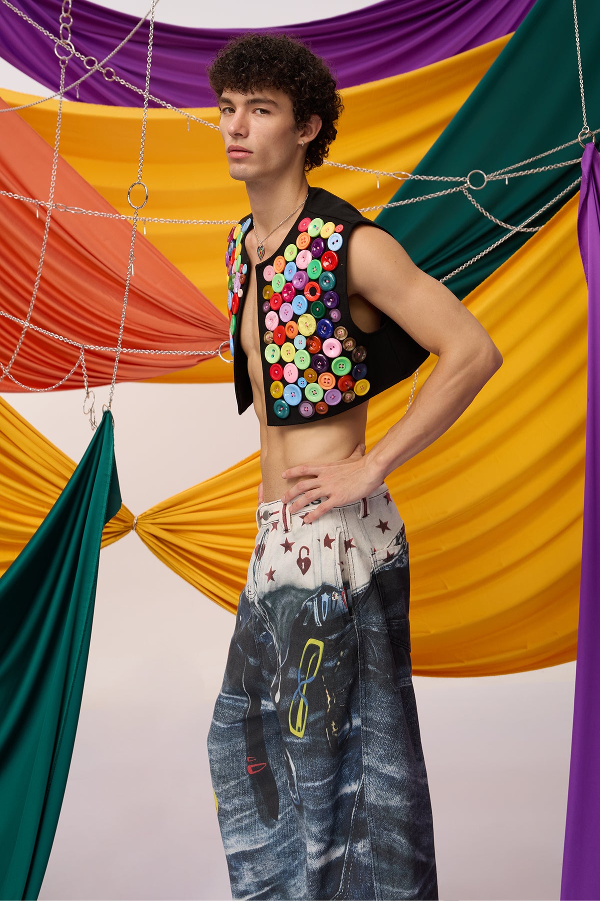 Bold Spark Button Crop Vest