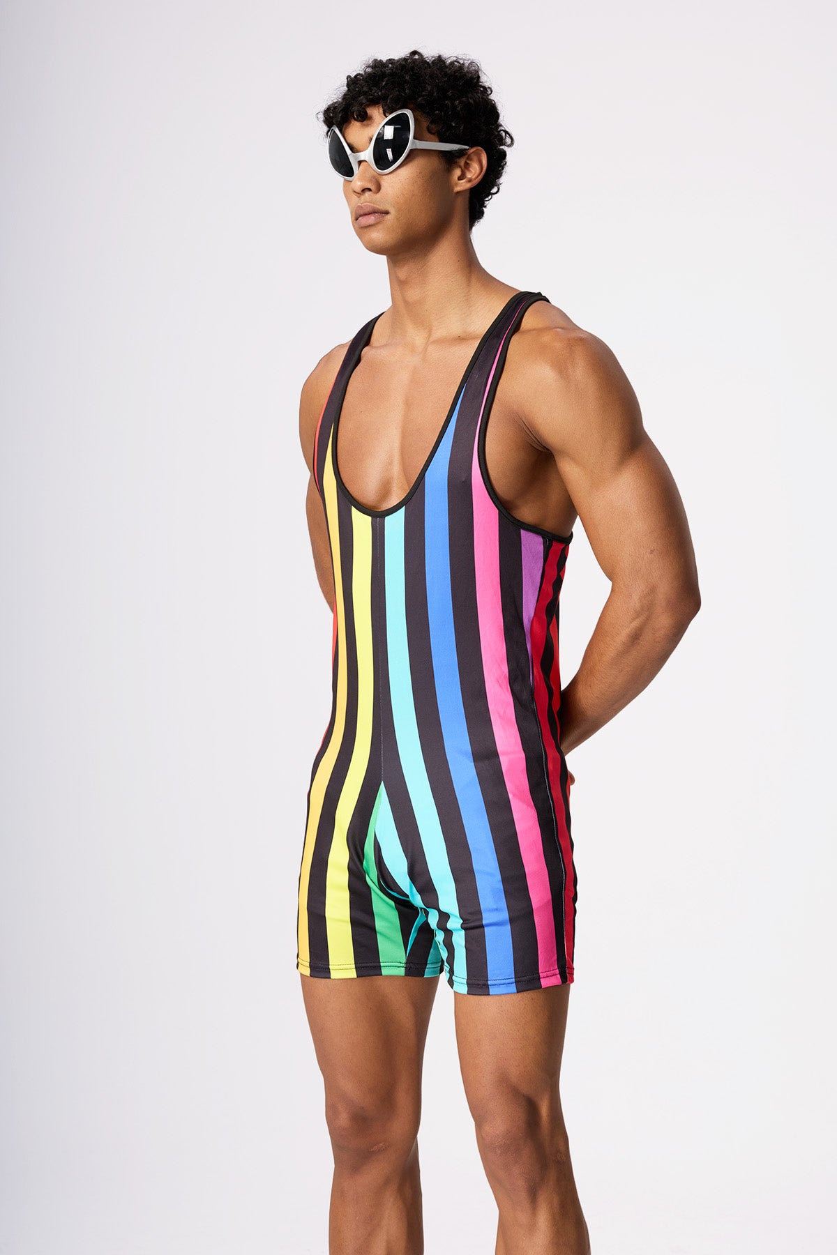 Bold Wrap Sleeveless Spaghetti Playsuit Multi