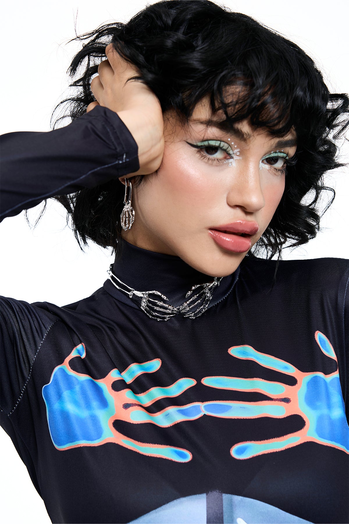 Brass Shine Ghost Hand Necklace