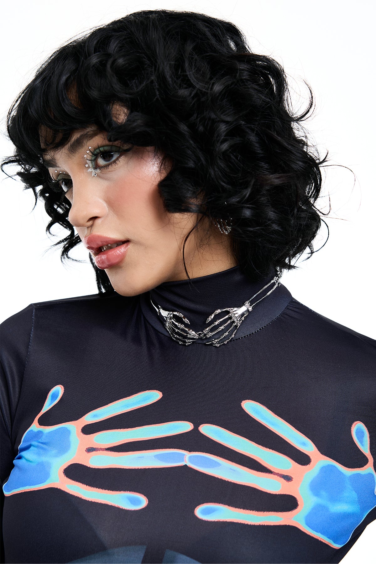 Brass Shine Ghost Hand Necklace