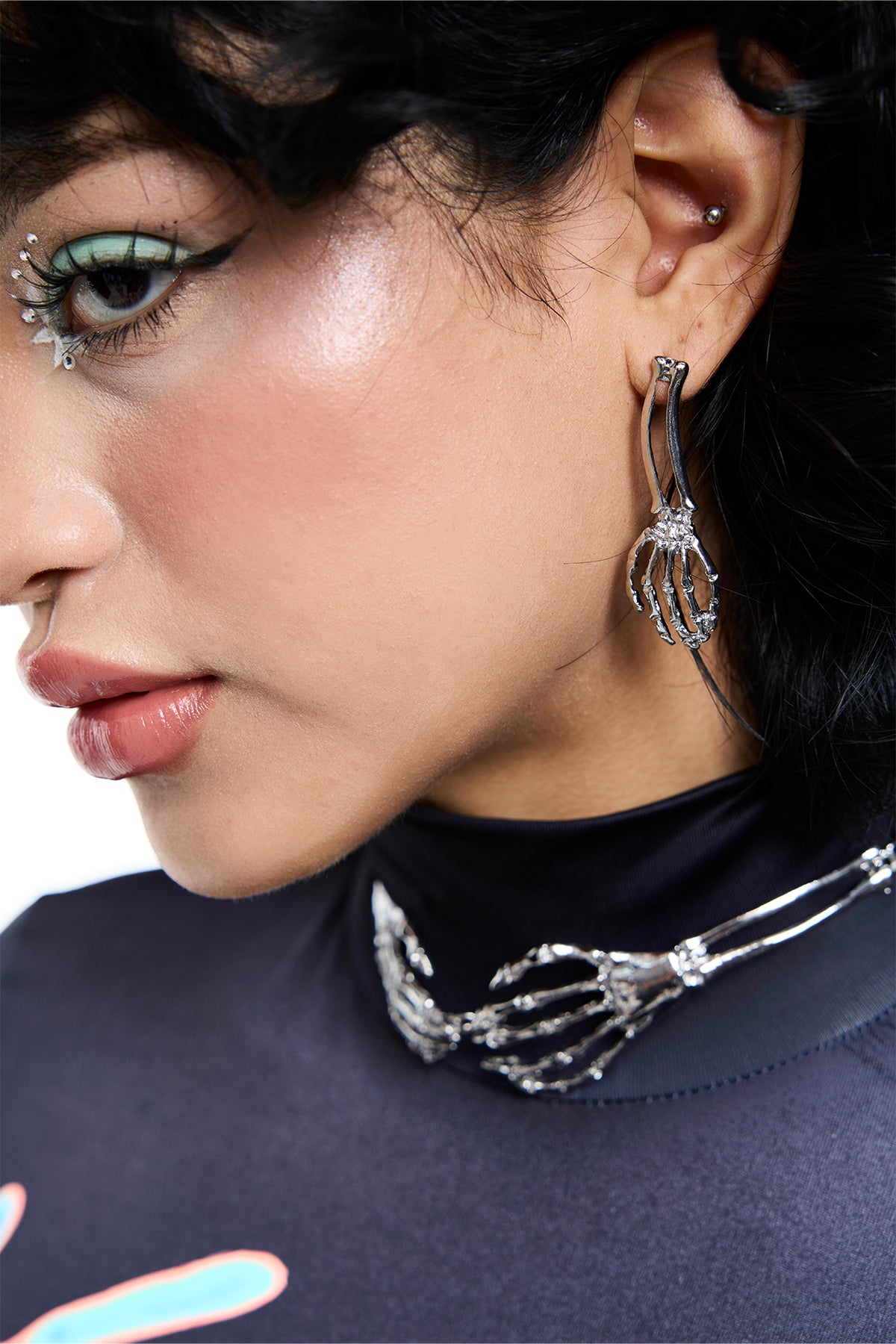 Brass Shine Ghost Hand Necklace