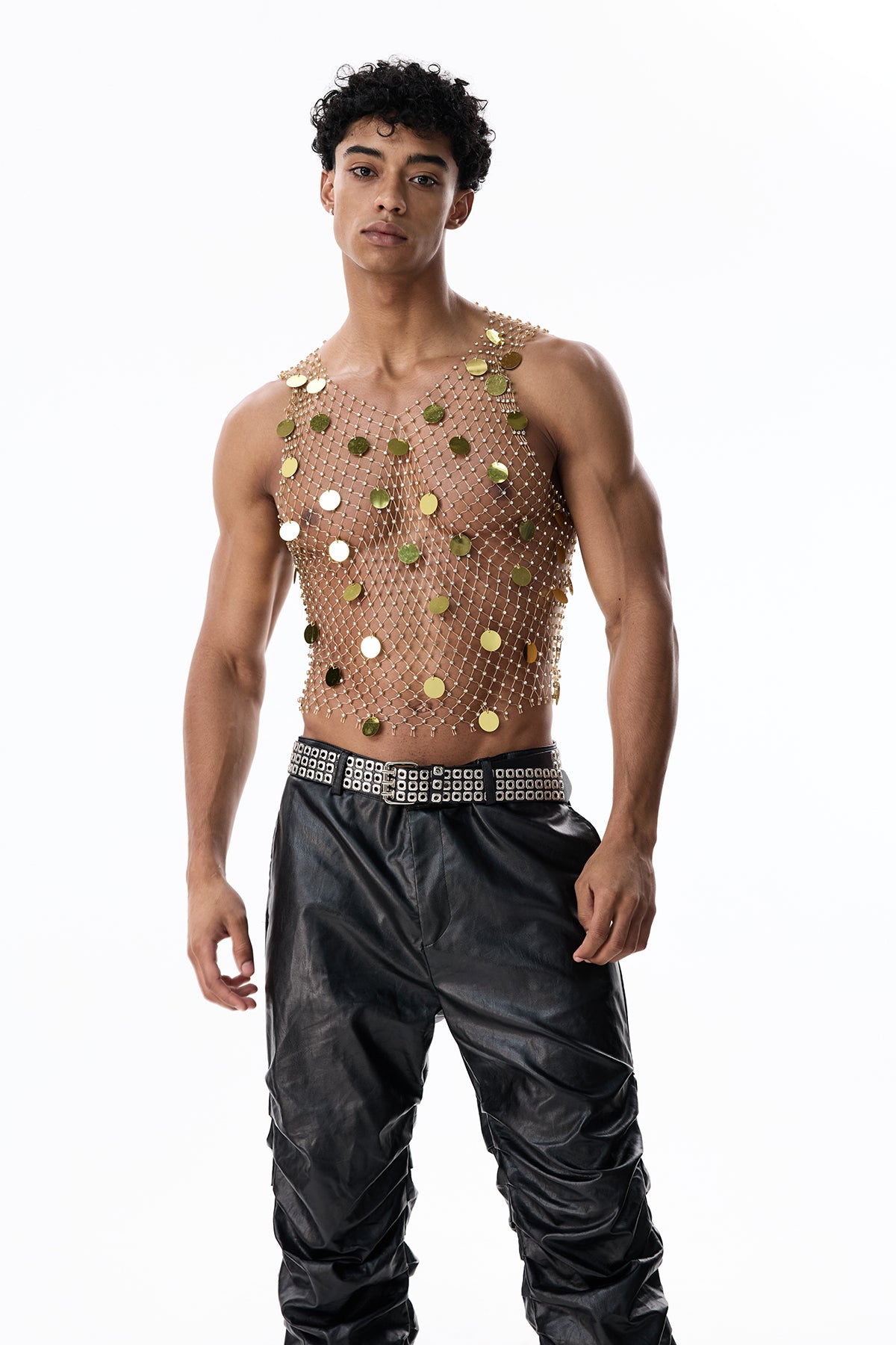 Brilliant Stone Sequin Rhinestone Mesh Sleeveless Top