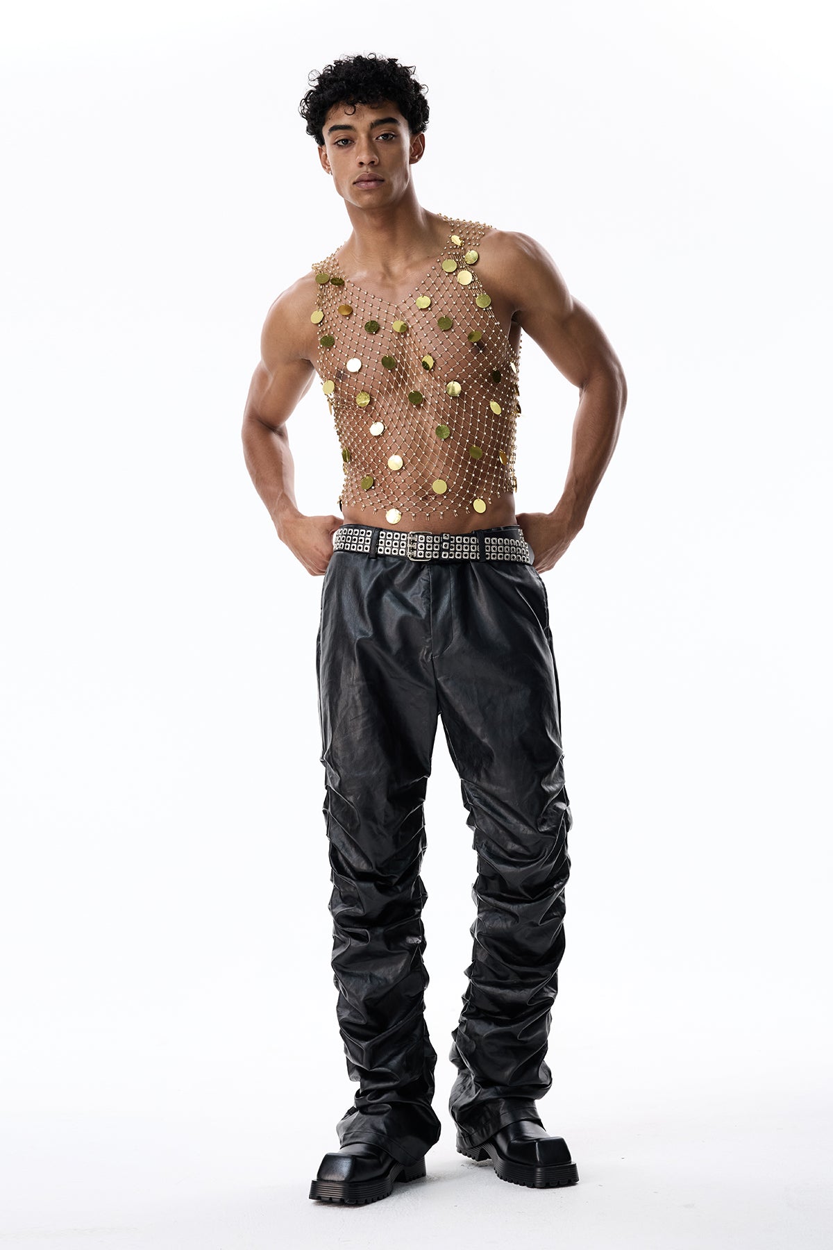 Brilliant Stone Sequin Rhinestone Mesh Sleeveless Top