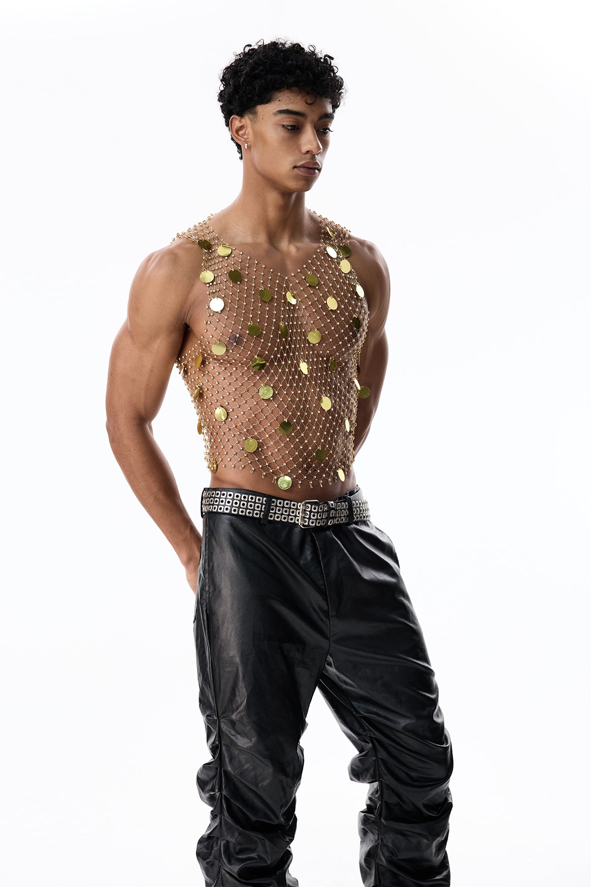 Brilliant Stone Sequin Rhinestone Mesh Sleeveless Top