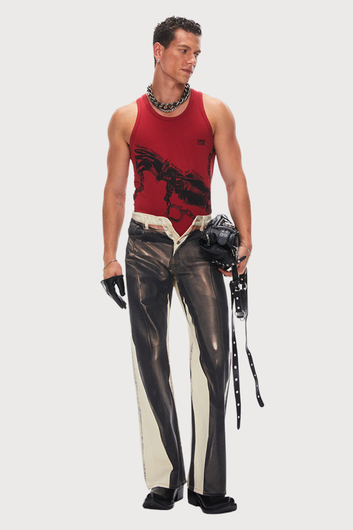 Broken Signal Bleach Dye Straight Jeans