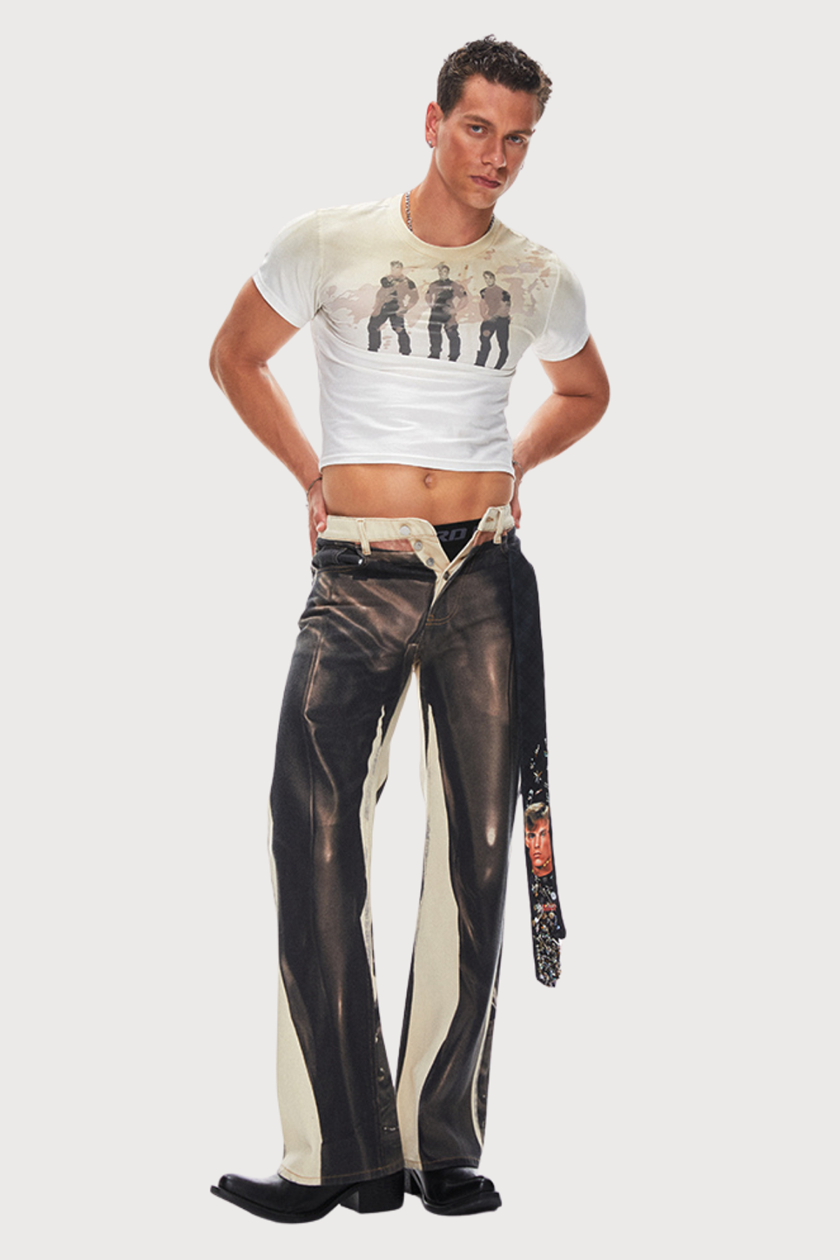 Broken Signal Bleach Dye Straight Jeans