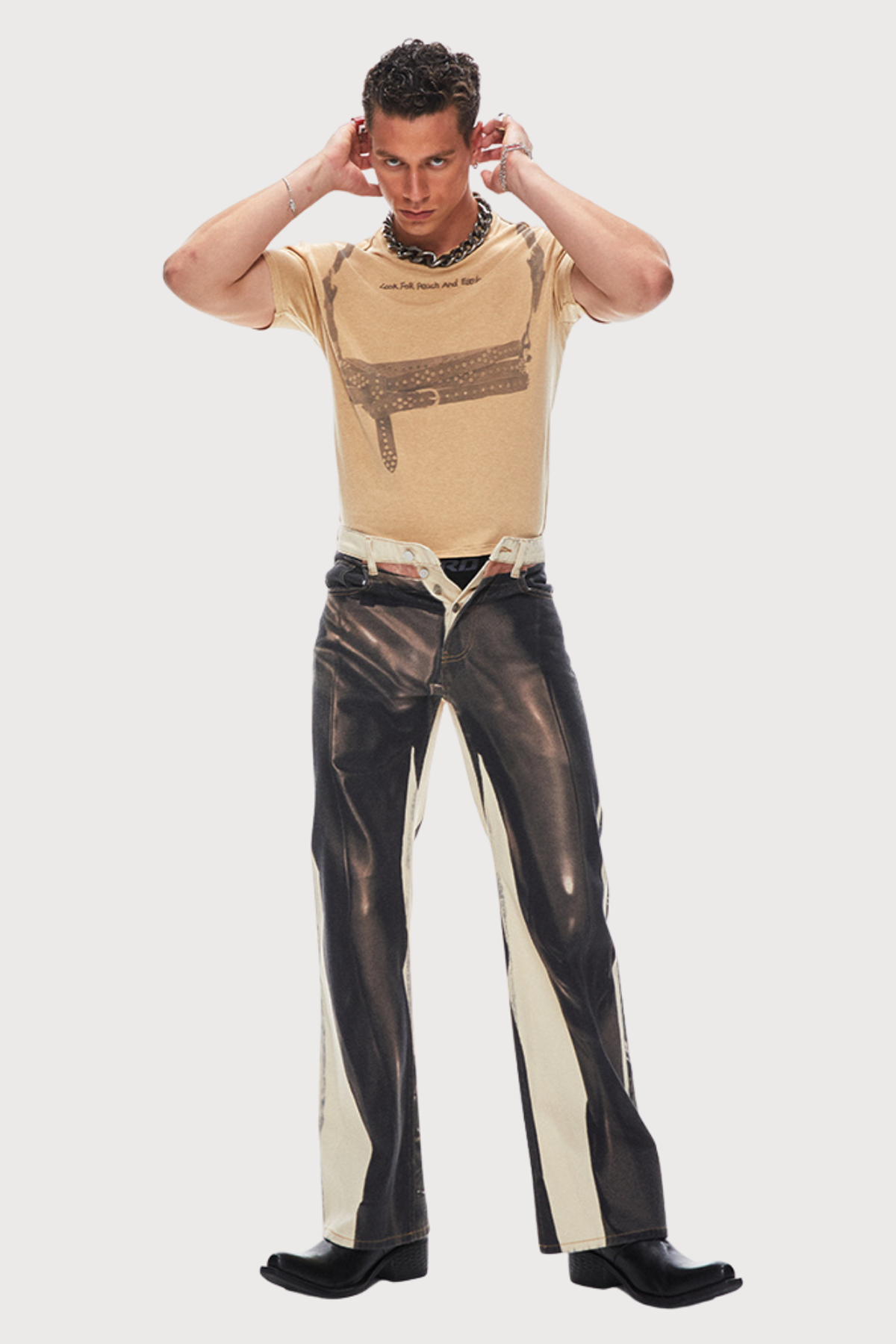 Broken Signal Bleach Dye Straight Jeans