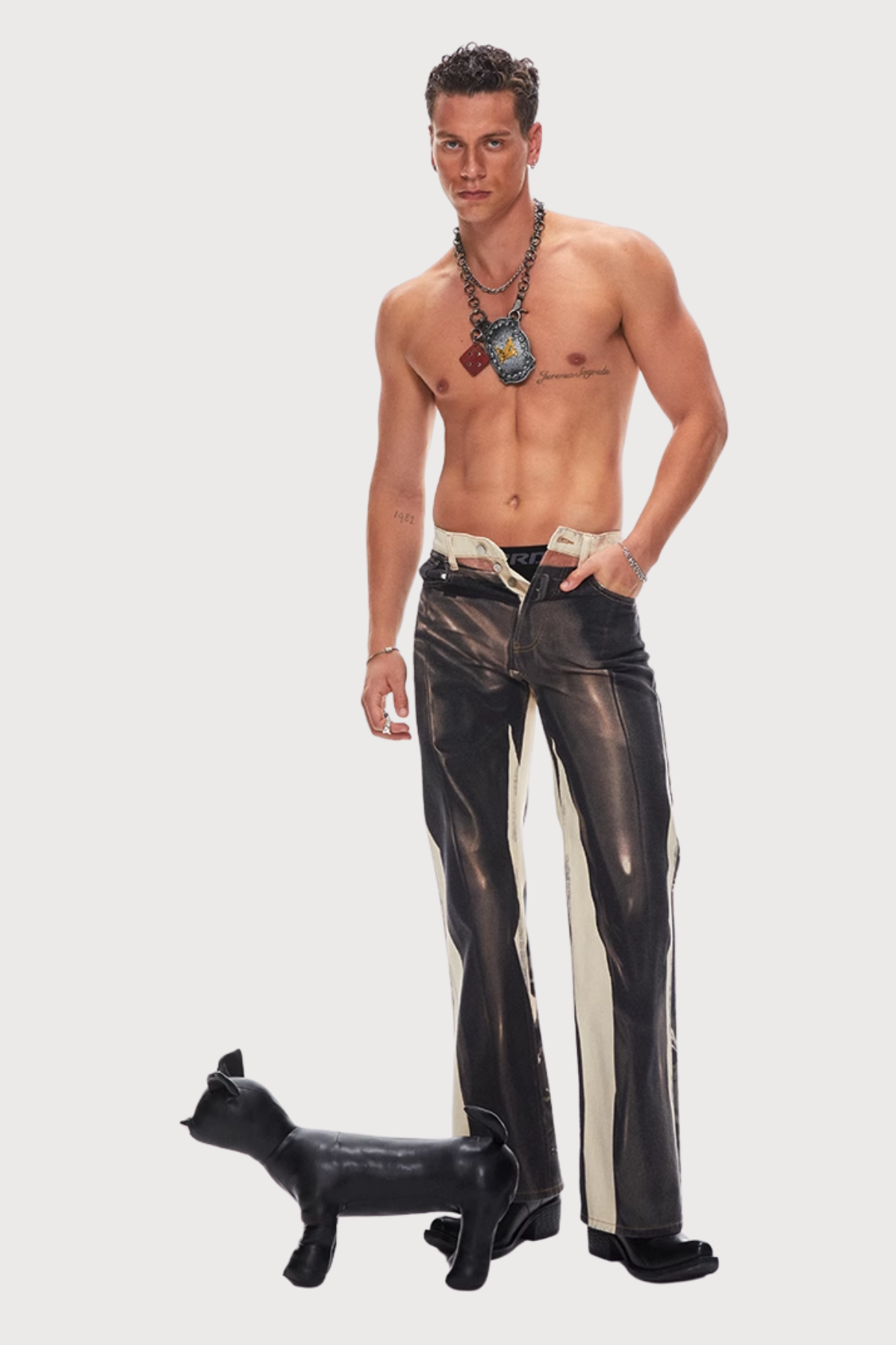 Broken Signal Bleach Dye Straight Jeans