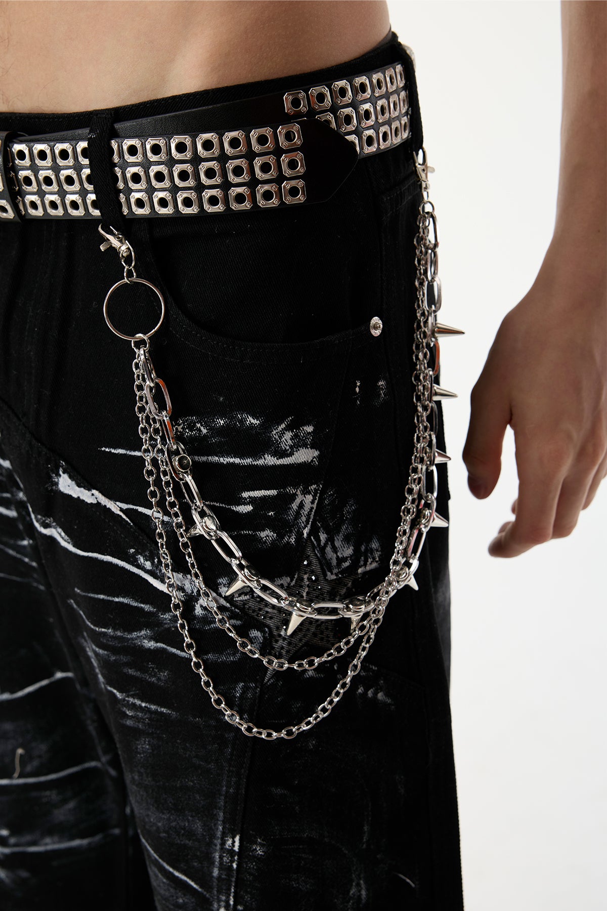 Bronze Pulse Rivet Metal Pants Chain