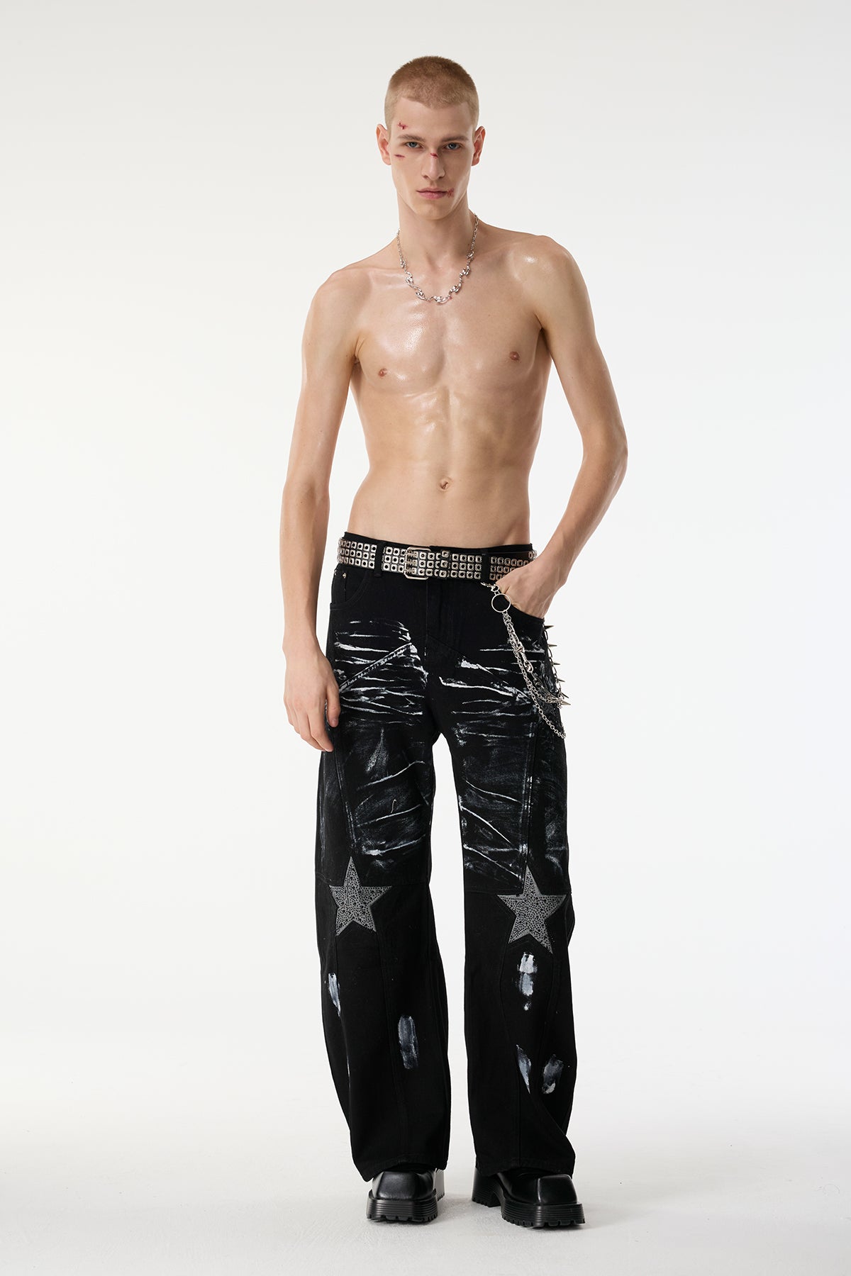 Bronze Pulse Rivet Metal Pants Chain